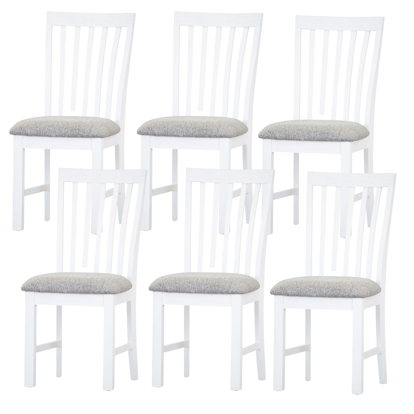 Laelia Dining Chair Set of 6 Solid Acacia Timber Wood Coastal Furniture - White