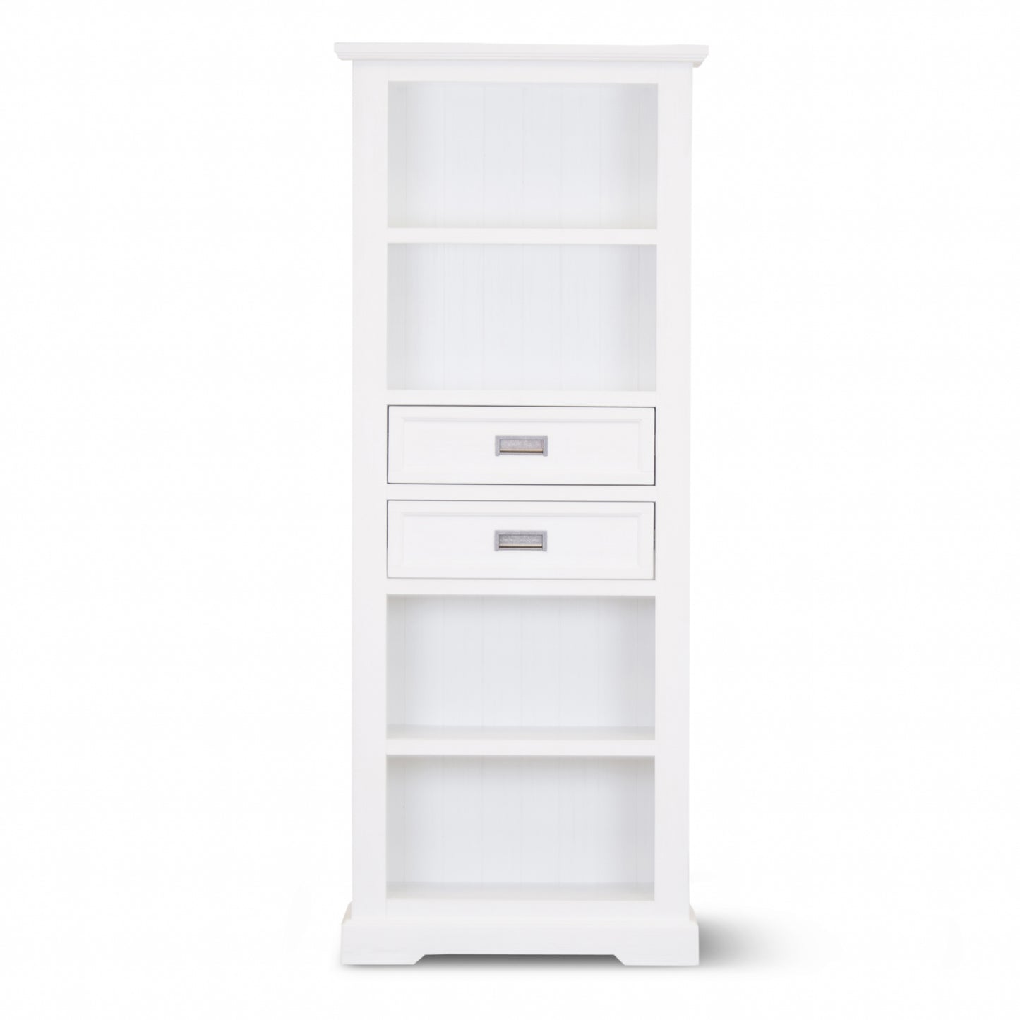 Bookshelf Bookcase 4 Tier Solid Acacia Wood Coastal Furniture - White