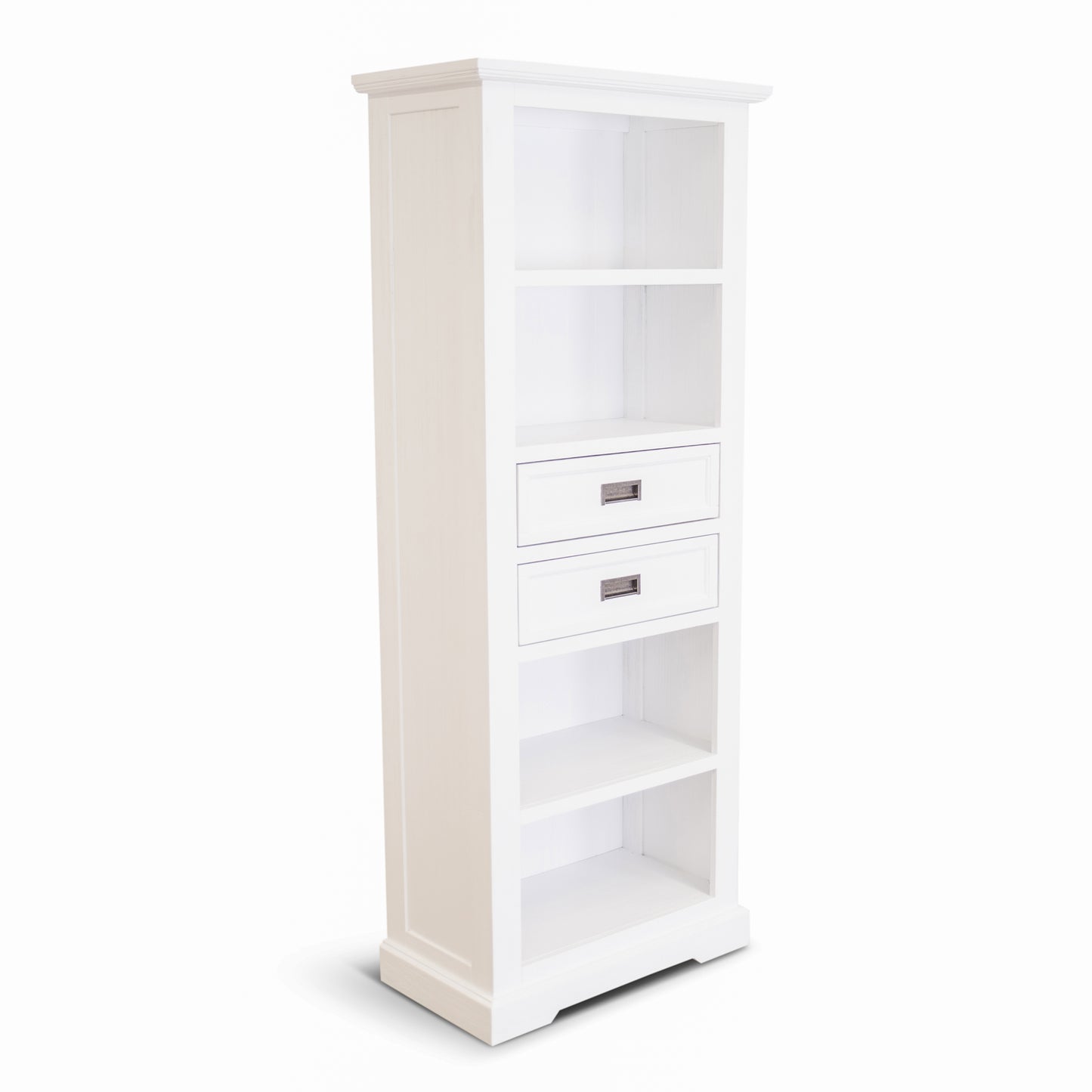 Bookshelf Bookcase 4 Tier Solid Acacia Wood Coastal Furniture - White