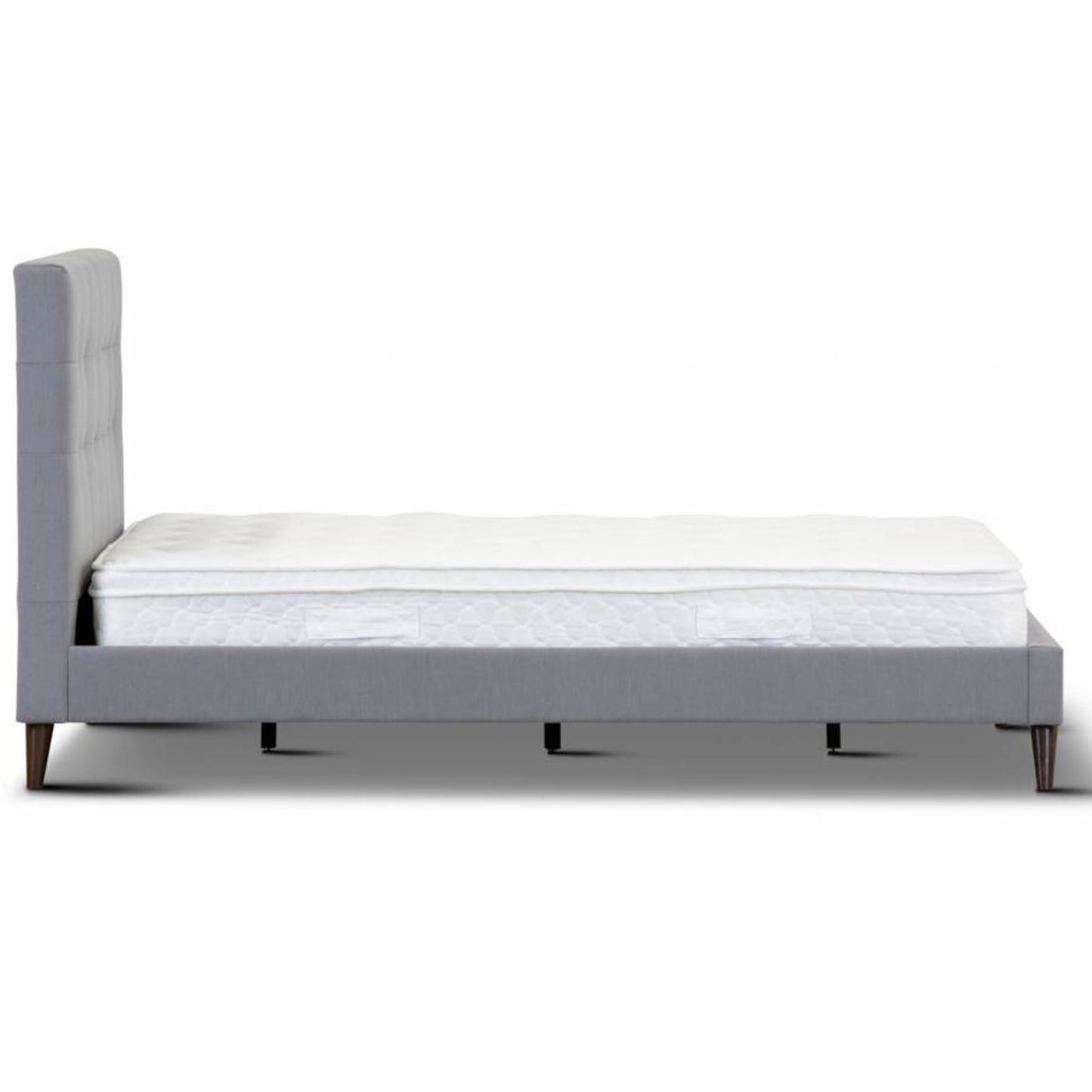 King Single Bed Platform Frame Fabric Upholstered Mattress Base - Grey