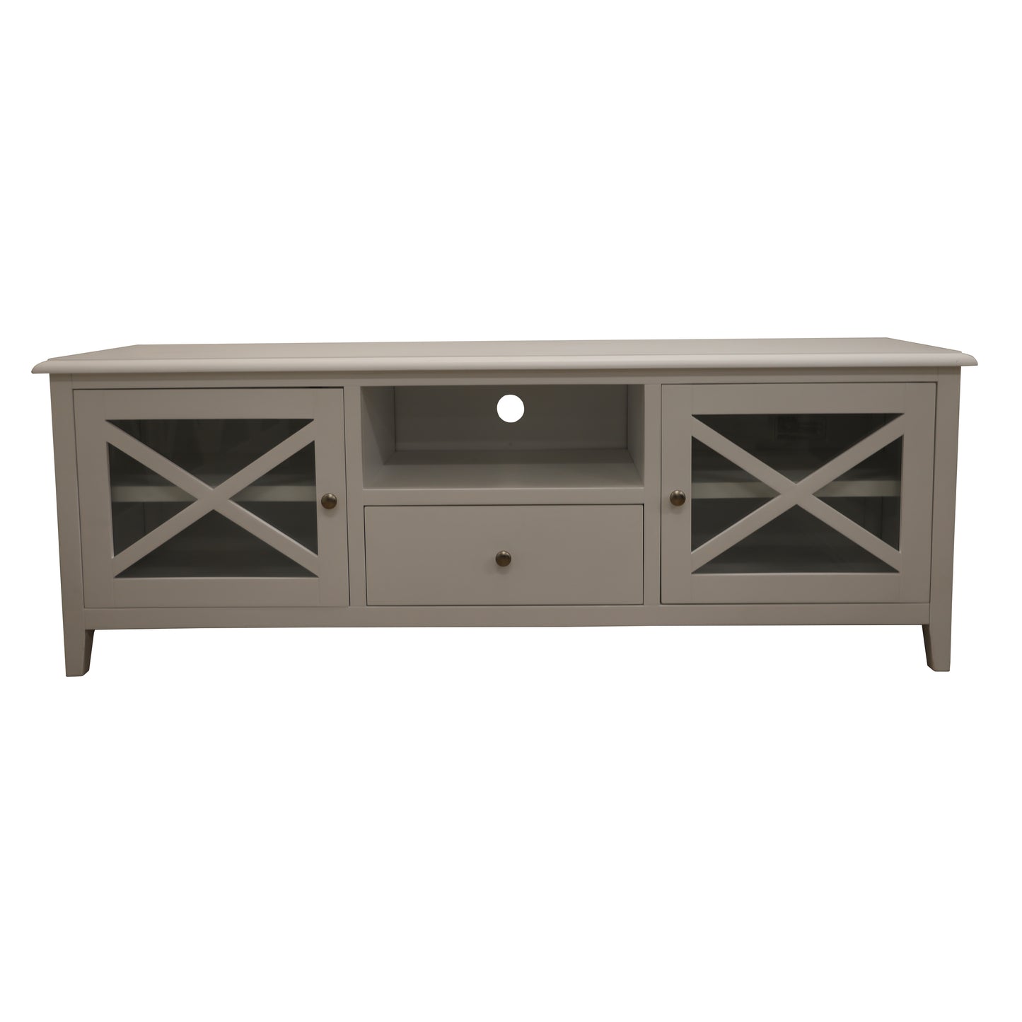 Entertainment TV Unit 210cm Solid Acacia Wood Hampton - White