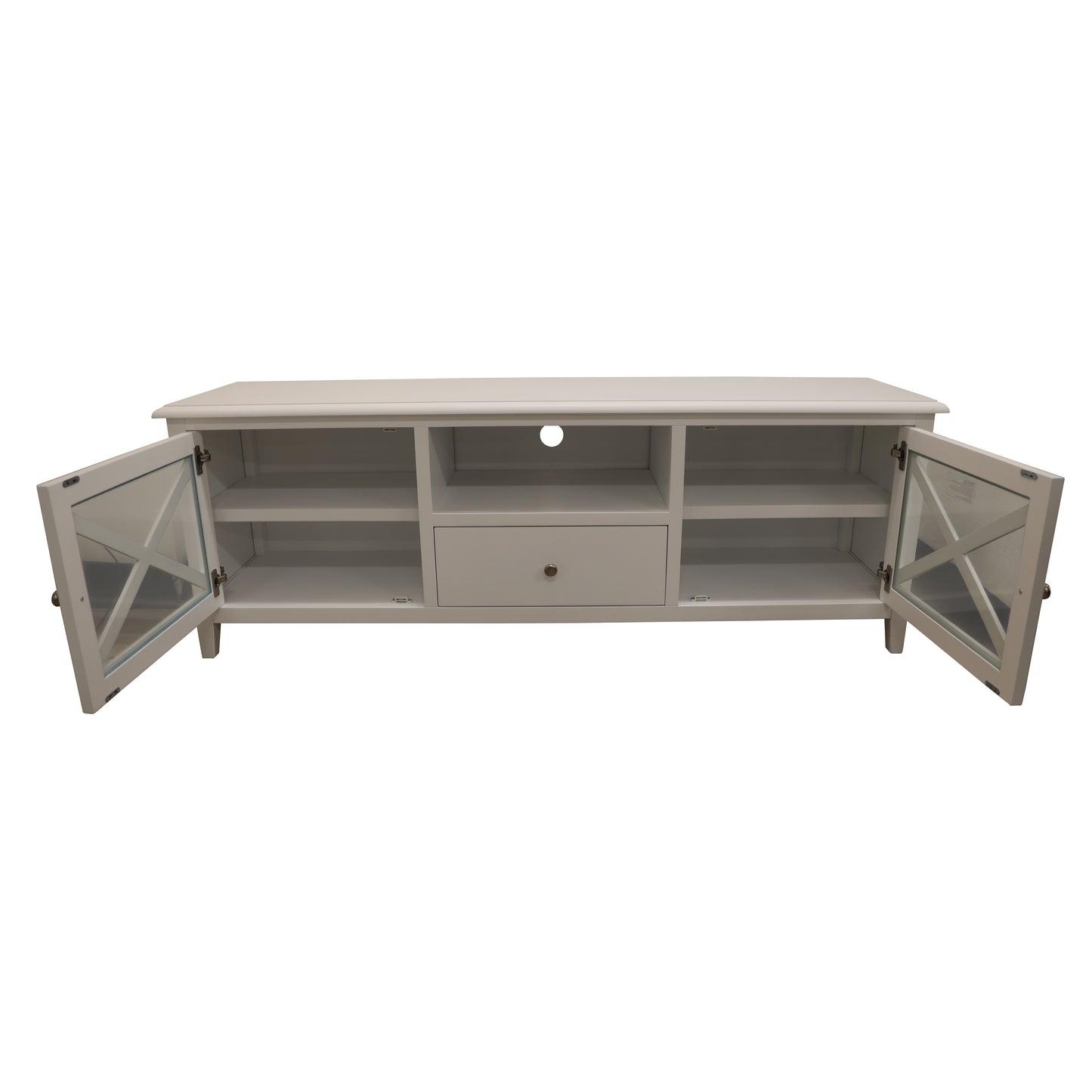 Entertainment TV Unit 210cm Solid Acacia Wood Hampton - White