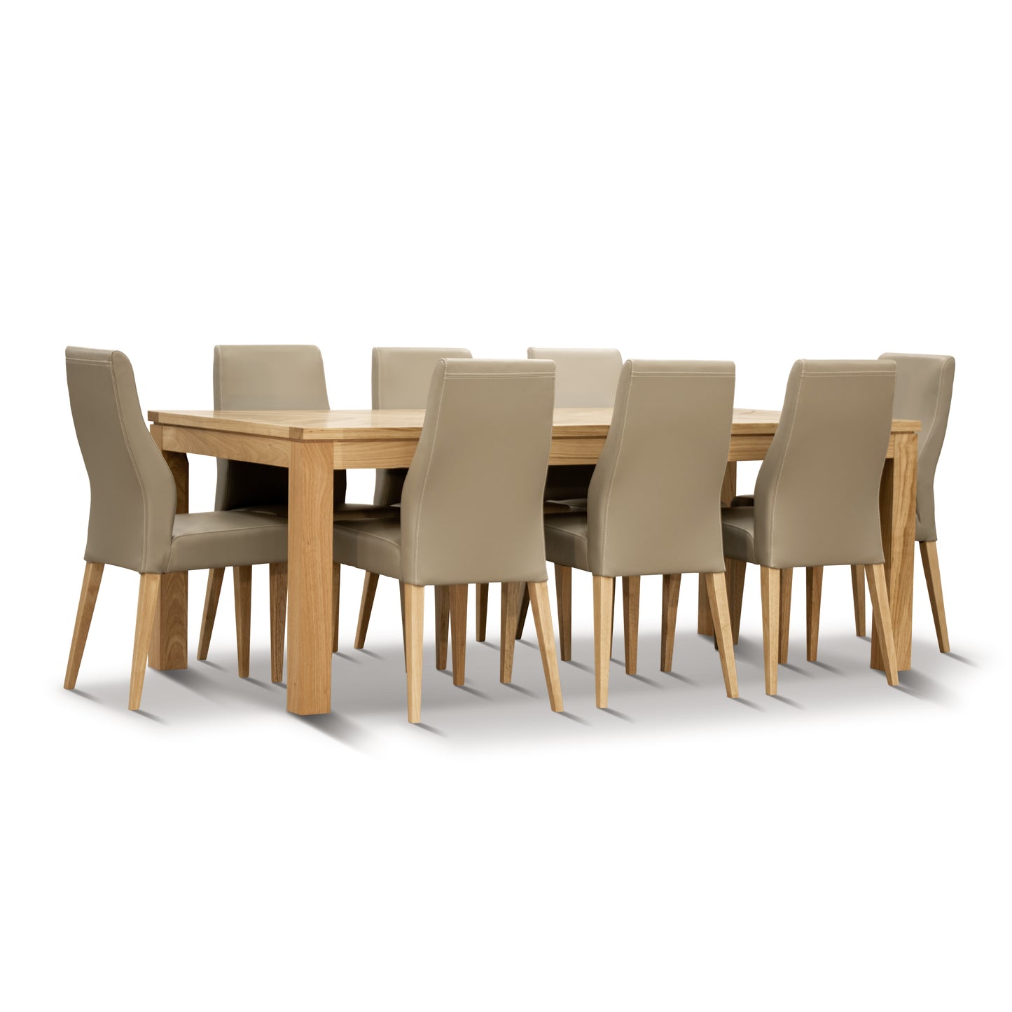 Dining Chair Set of 6 PU Leather Seat Solid Messmate Timber - Silver