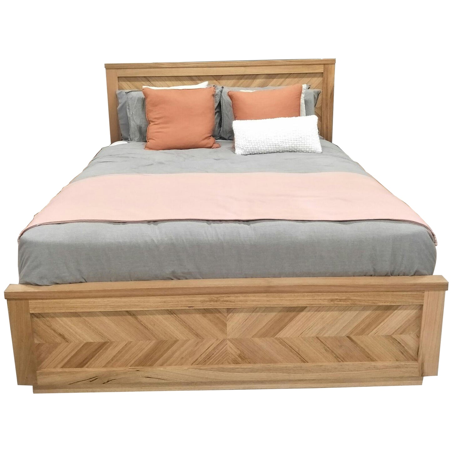 King Size Bed Parquet Solid Messmate Timber Wood Frame Mattress Base