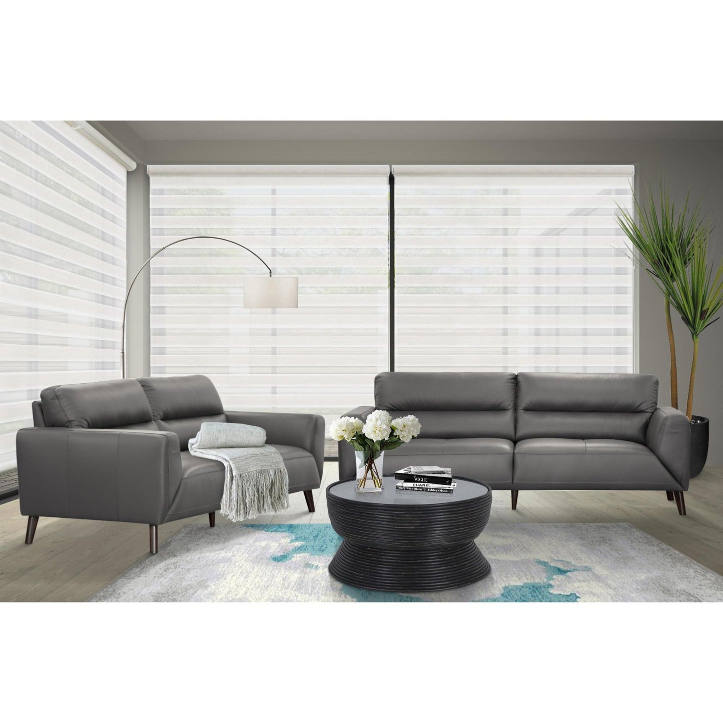 Leather Sofa 2 Seater Upholstered Lounge Couch - Gunmetal