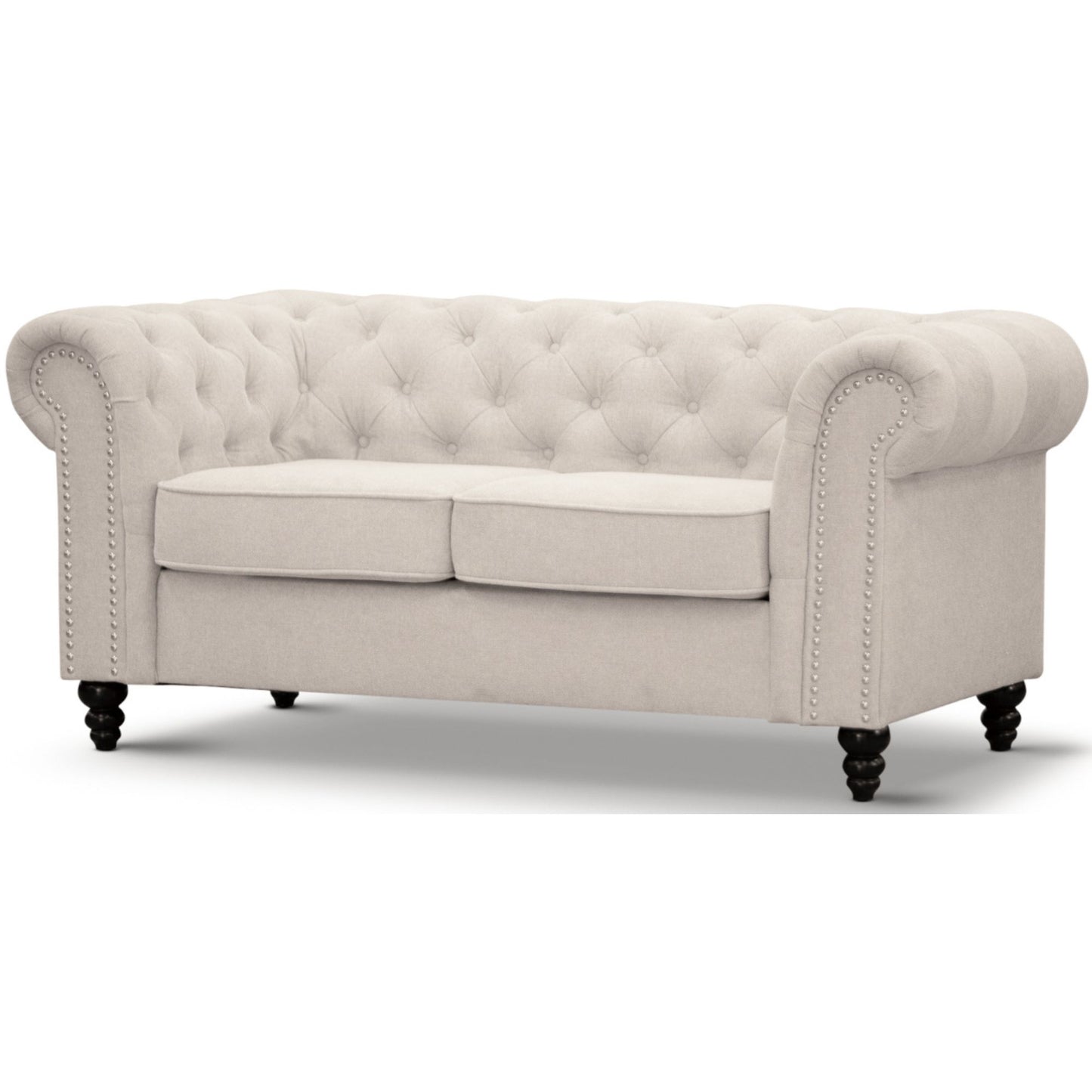 2 Seater Sofa Fabric Uplholstered Chesterfield Lounge Couch - Beige