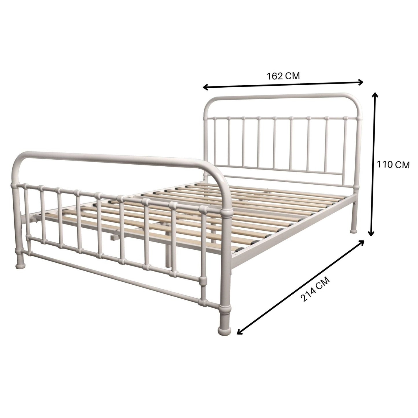 Queen Bed Size Metal Frame Platform Mattress Base - White