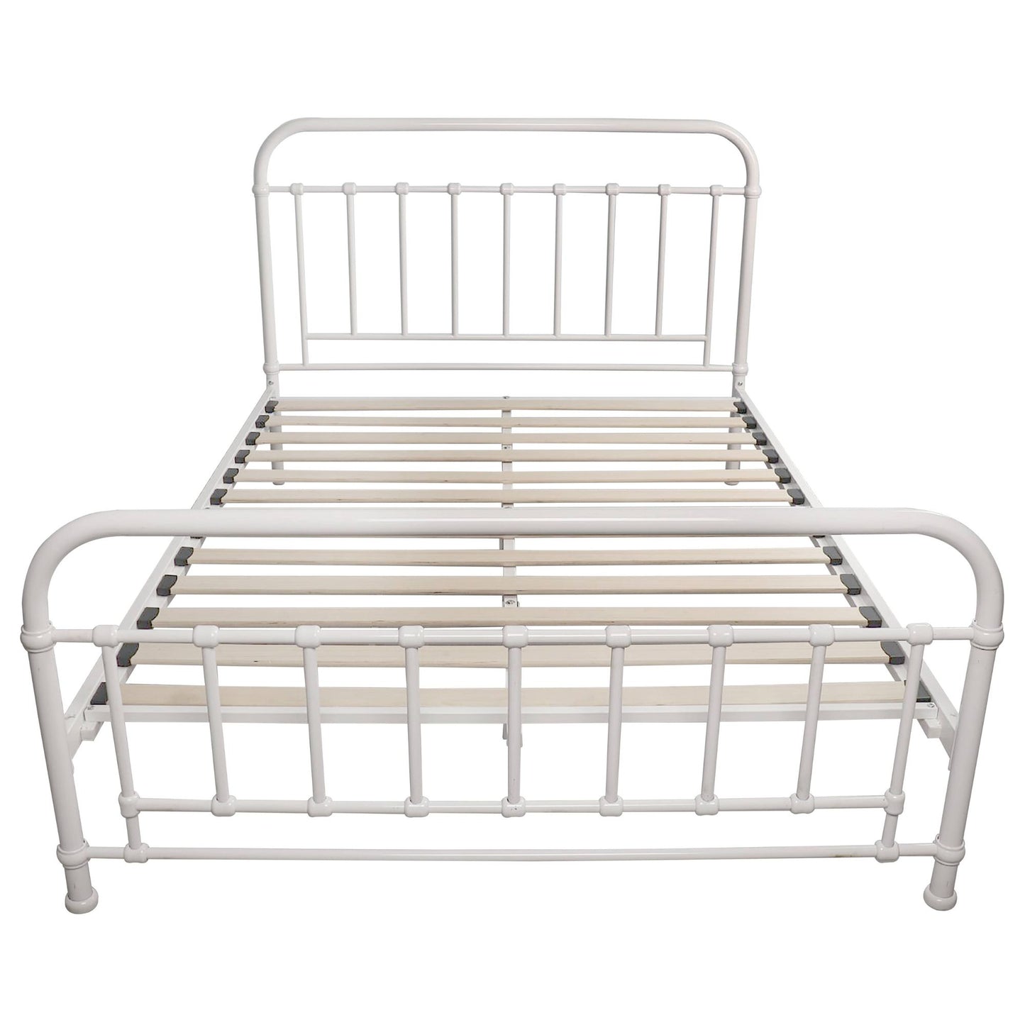 Queen Bed Size Metal Frame Platform Mattress Base - White