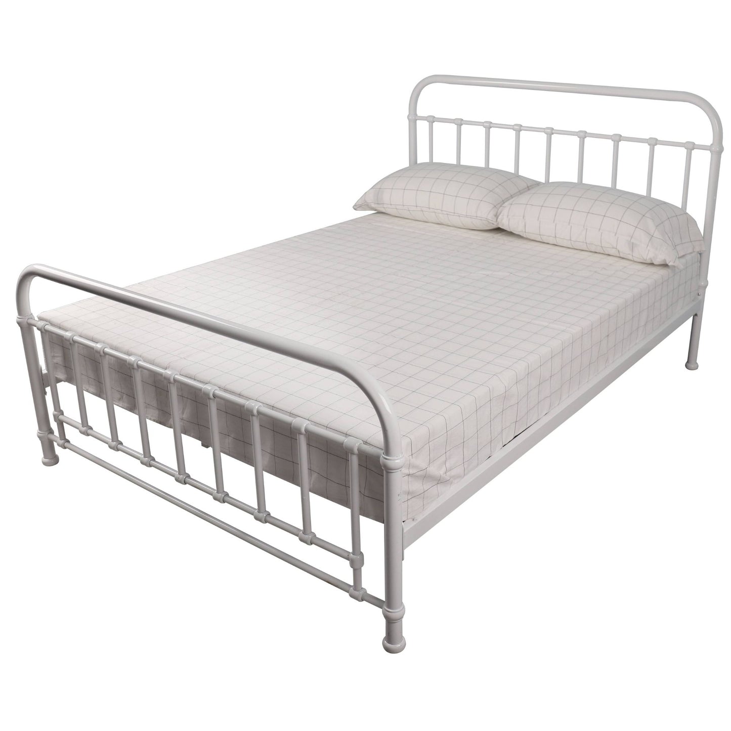 Queen Bed Size Metal Frame Platform Mattress Base - White