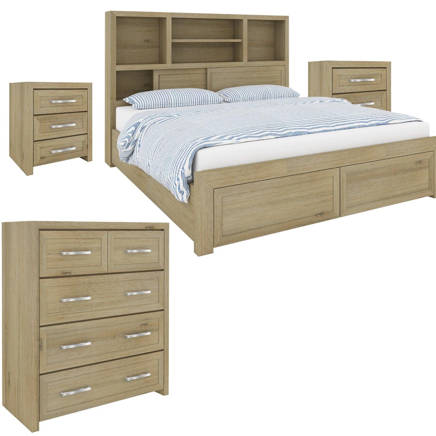 Chest of Drawers Gracelyn 7 Dresser Solid Wood Bedroom Storage - Smoke