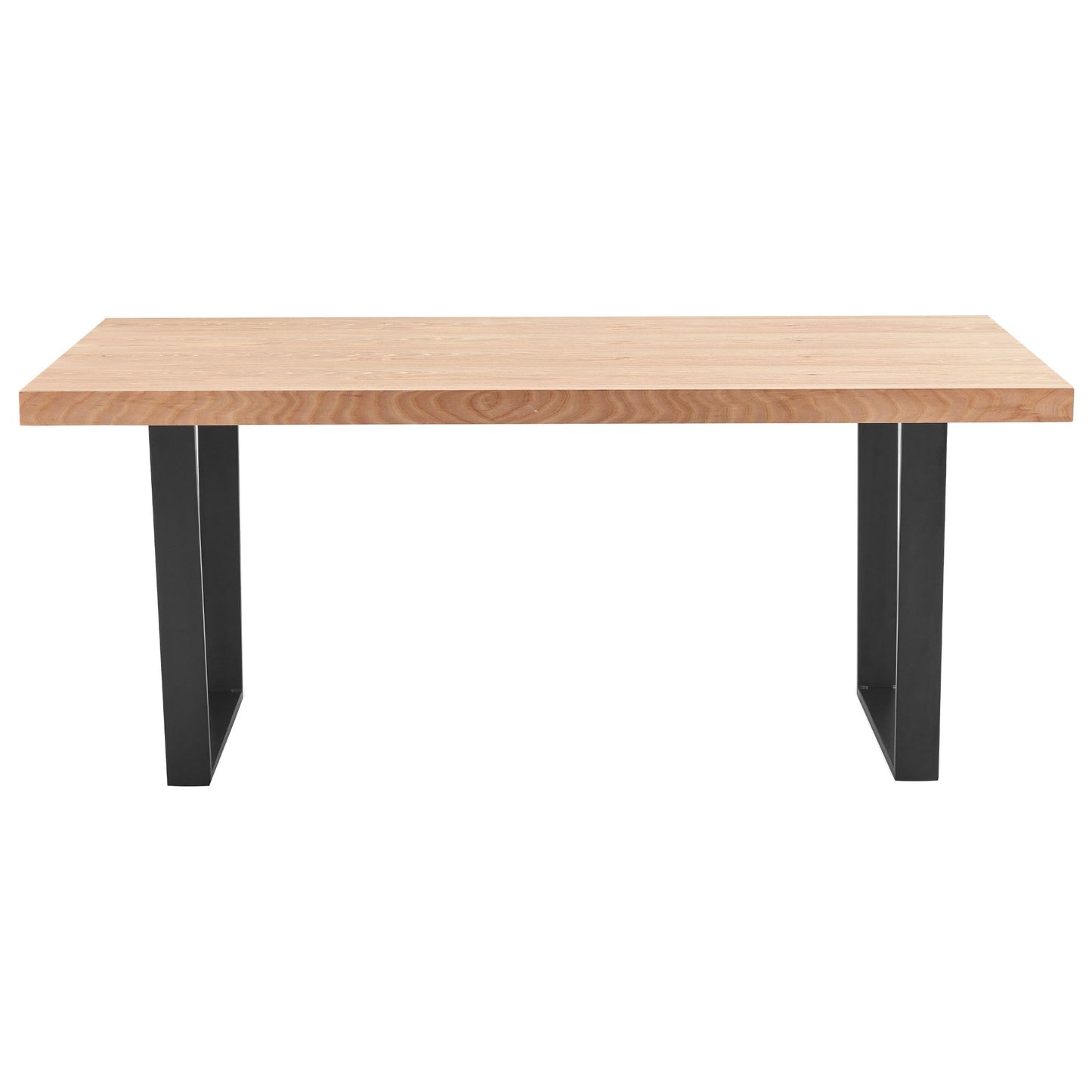 Dining Table 180cm Elm Timber Wood Black Metal Leg - Natural