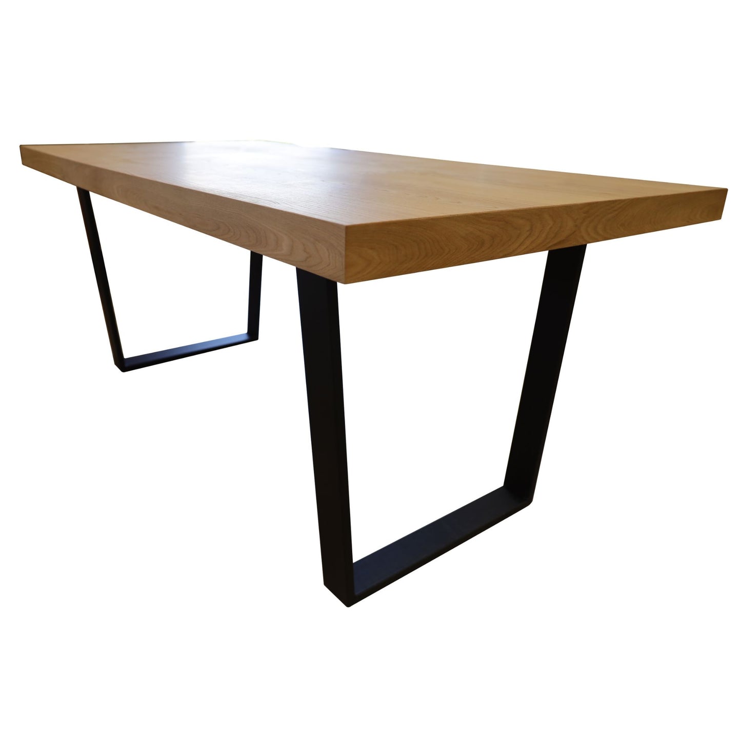 Dining Table 180cm Elm Timber Wood Black Metal Leg - Natural