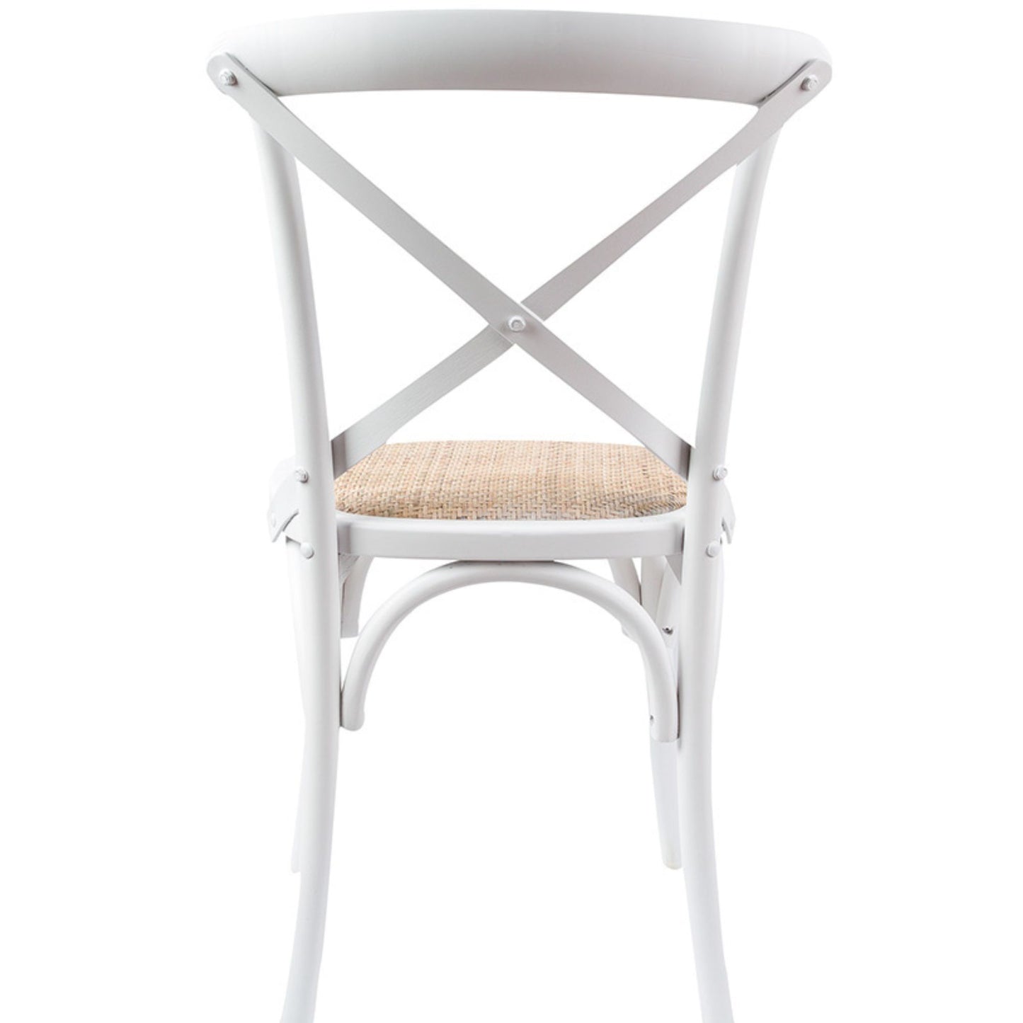 Crossback Dining Chair Set of 2 Solid Birch Timber Wood Ratan Seat - White