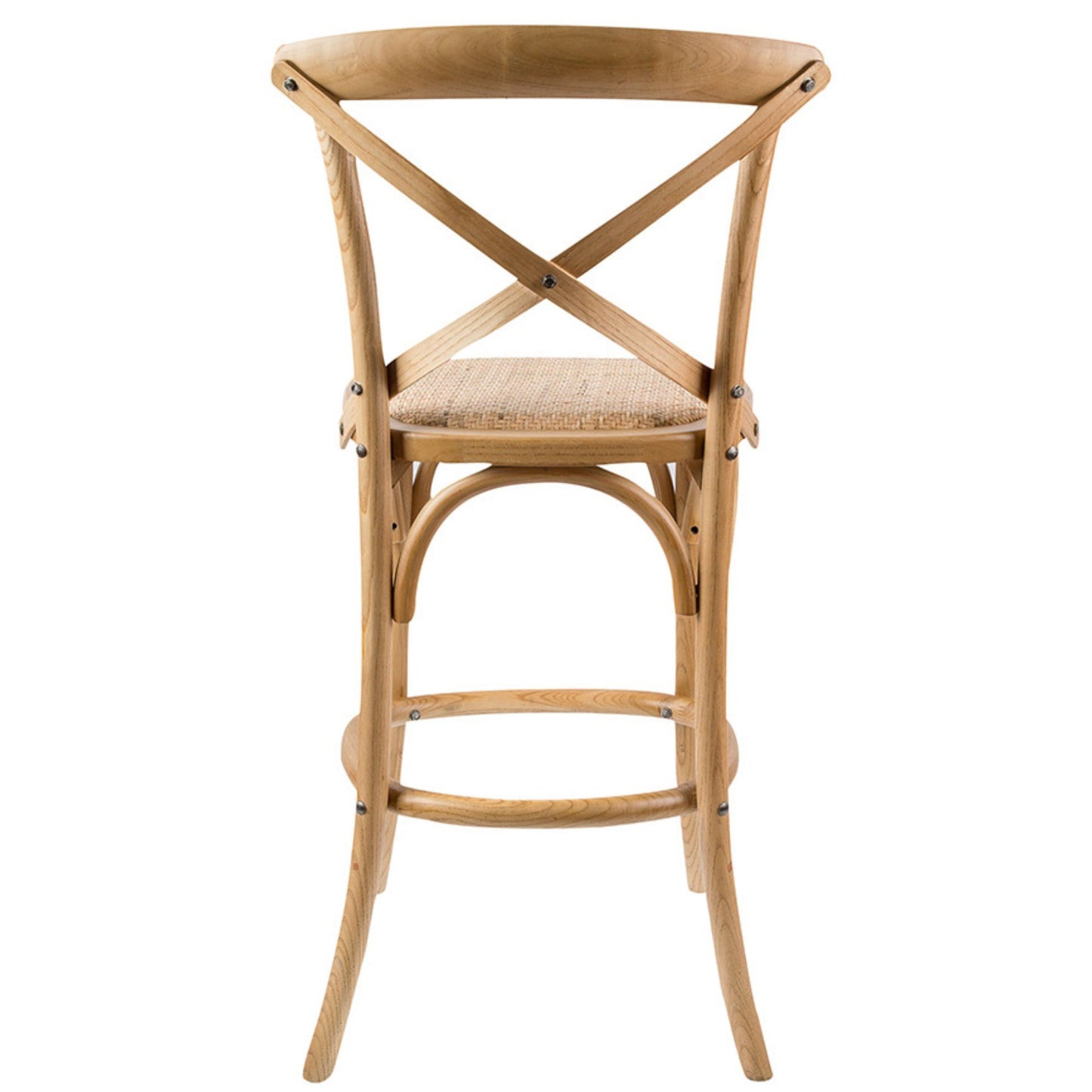 Crossback Bar Stools Dining Chair Solid Birch Timber Rattan Seat - Oak