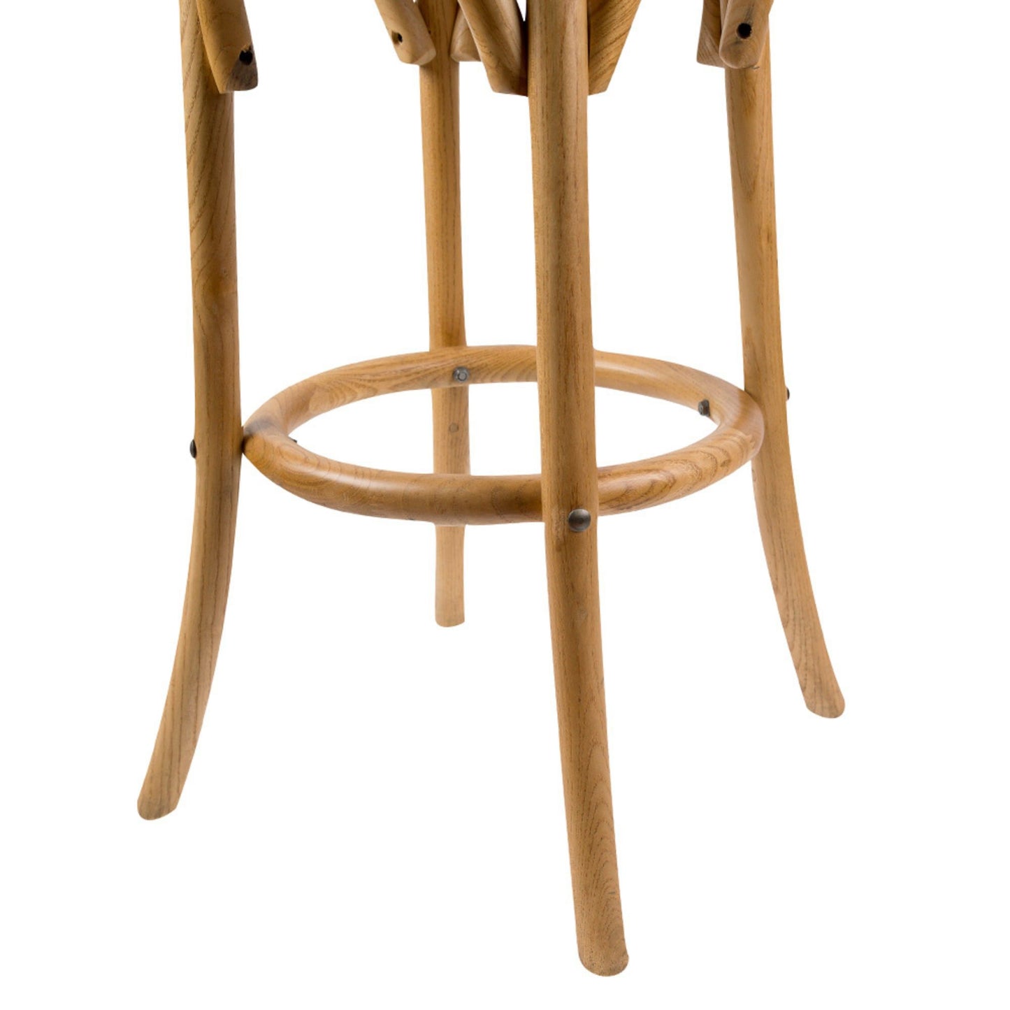 3pc Round Bar Stools Dining Stool Chair Solid Birch Wood Rattan Seat Oak