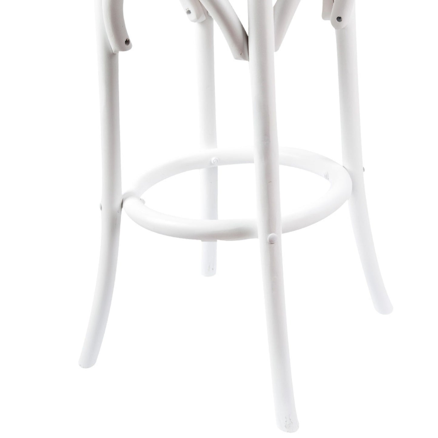 3pc Round Bar Stools Dining Stool Chair Solid Birch Wood Rattan Seat White