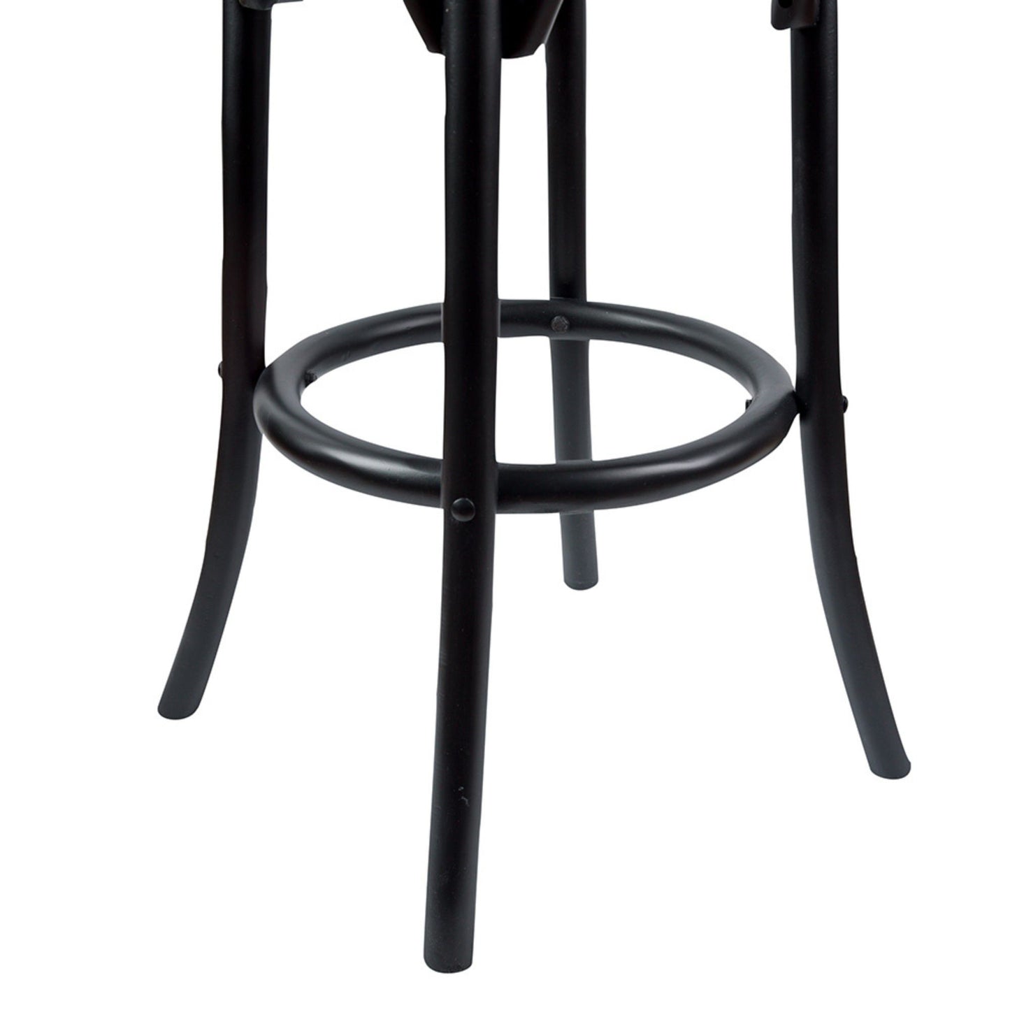 2pc Round Bar Stools Dining Stool Chair Solid Birch Wood Rattan Seat Black