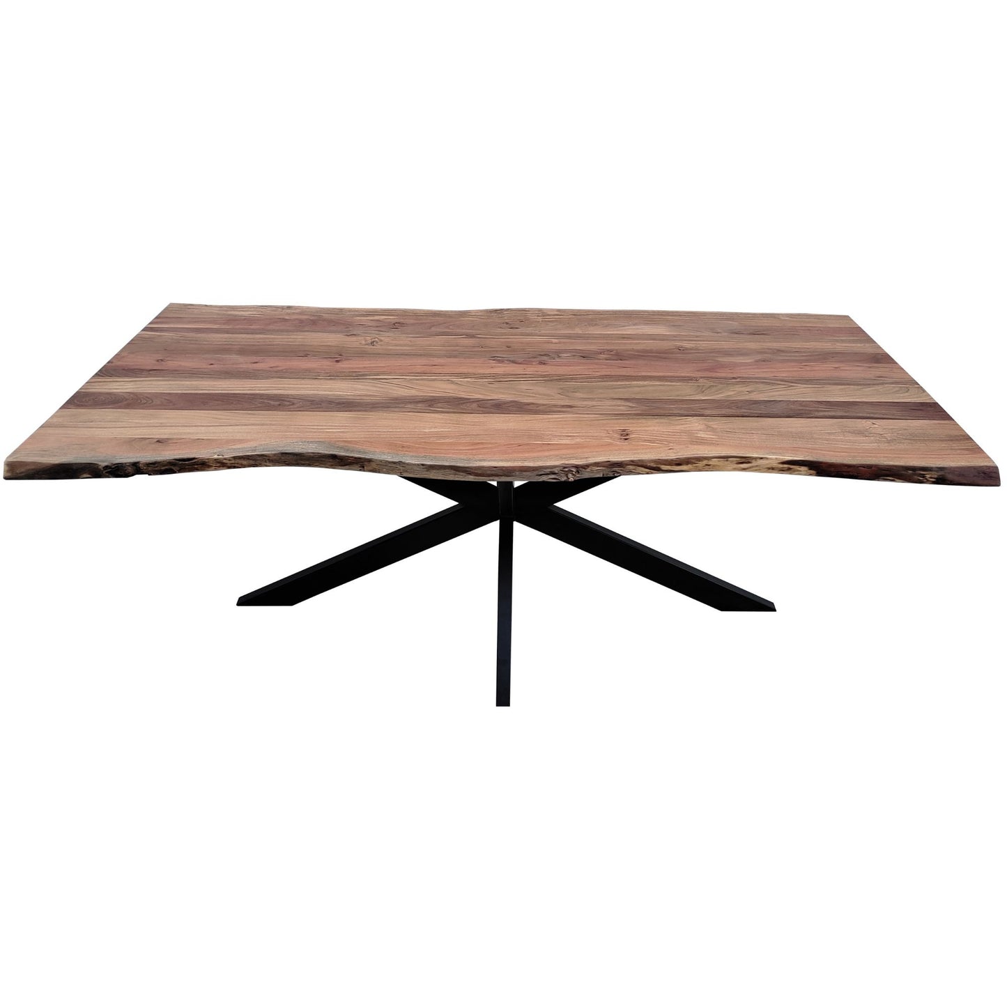 Dining Table 210cm Live Edge Solid Acacia Timber Wood Metal Leg -Natural