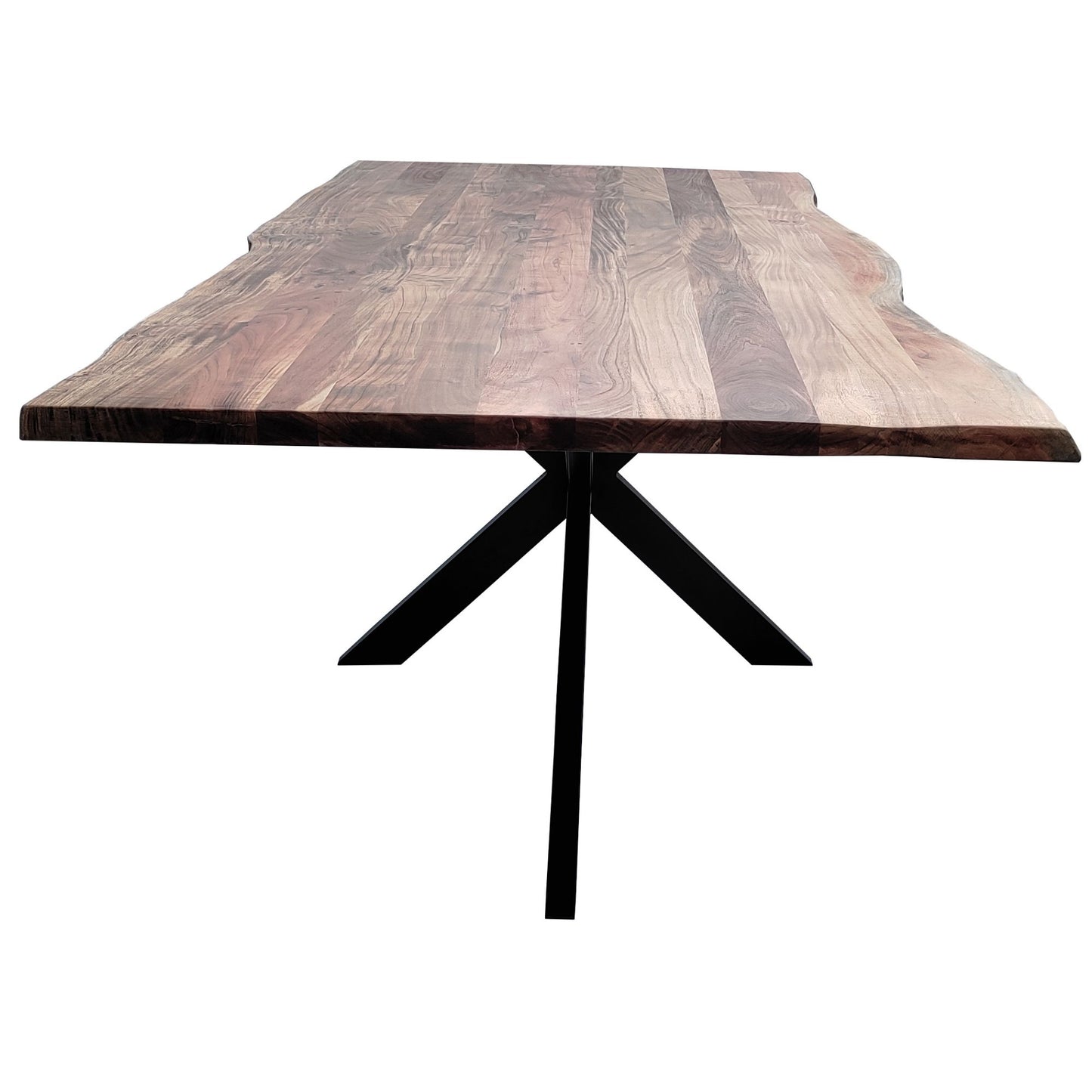 Dining Table 210cm Live Edge Solid Acacia Timber Wood Metal Leg -Natural