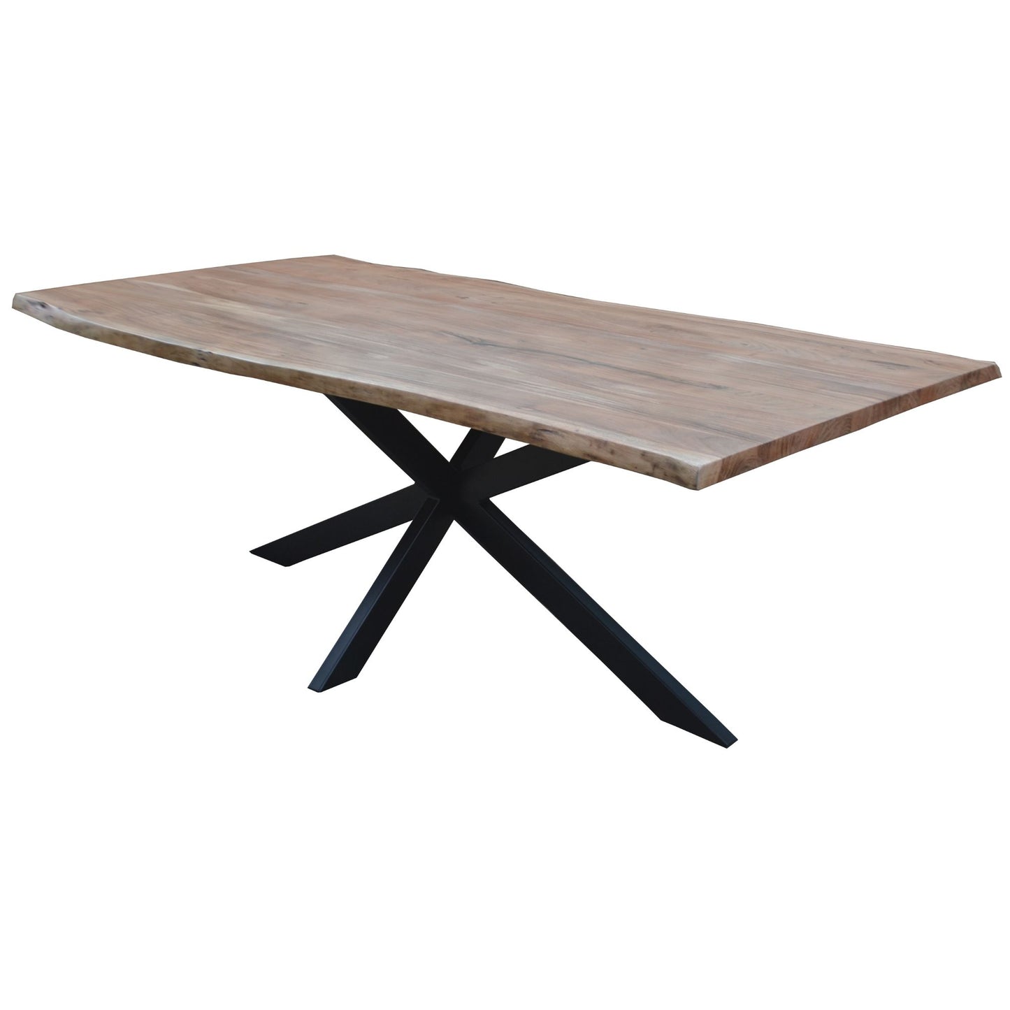 Dining Table 210cm Live Edge Solid Acacia Timber Wood Metal Leg -Natural