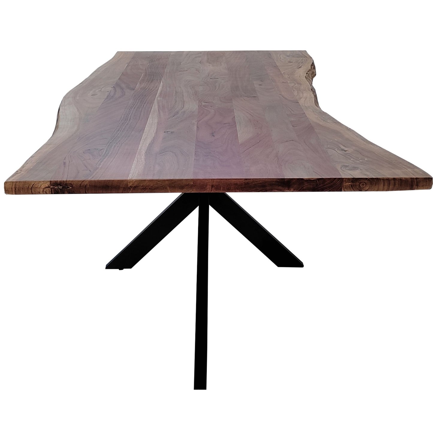 Dining Table 240cm Live Edge Solid Acacia Timber Wood Metal Leg -Natural