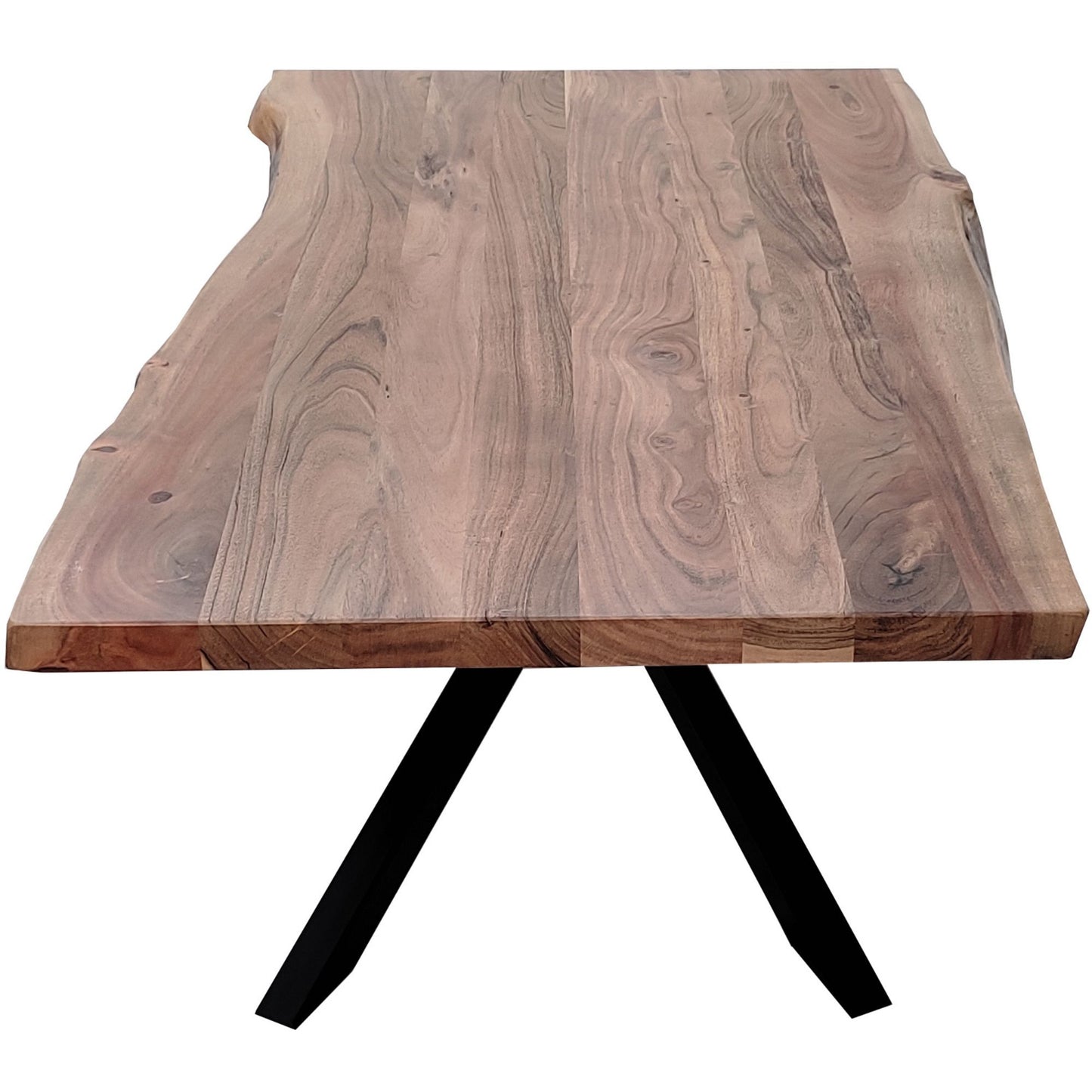 Coffee Table 130cm Live Edge Solid Acacia Timber Wood Metal Leg -Natural