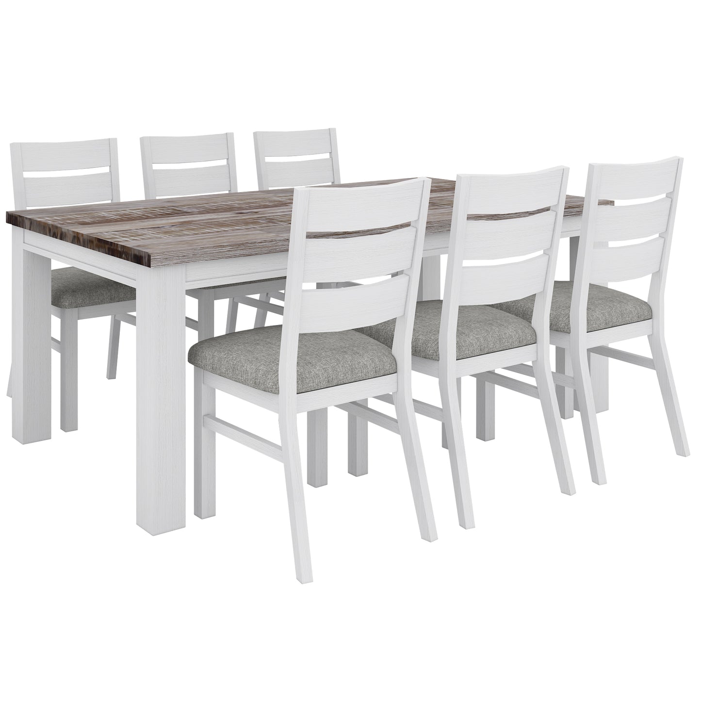 Dining Table 190cm Solid Acacia Wood Home Dinner Furniture -White Brush