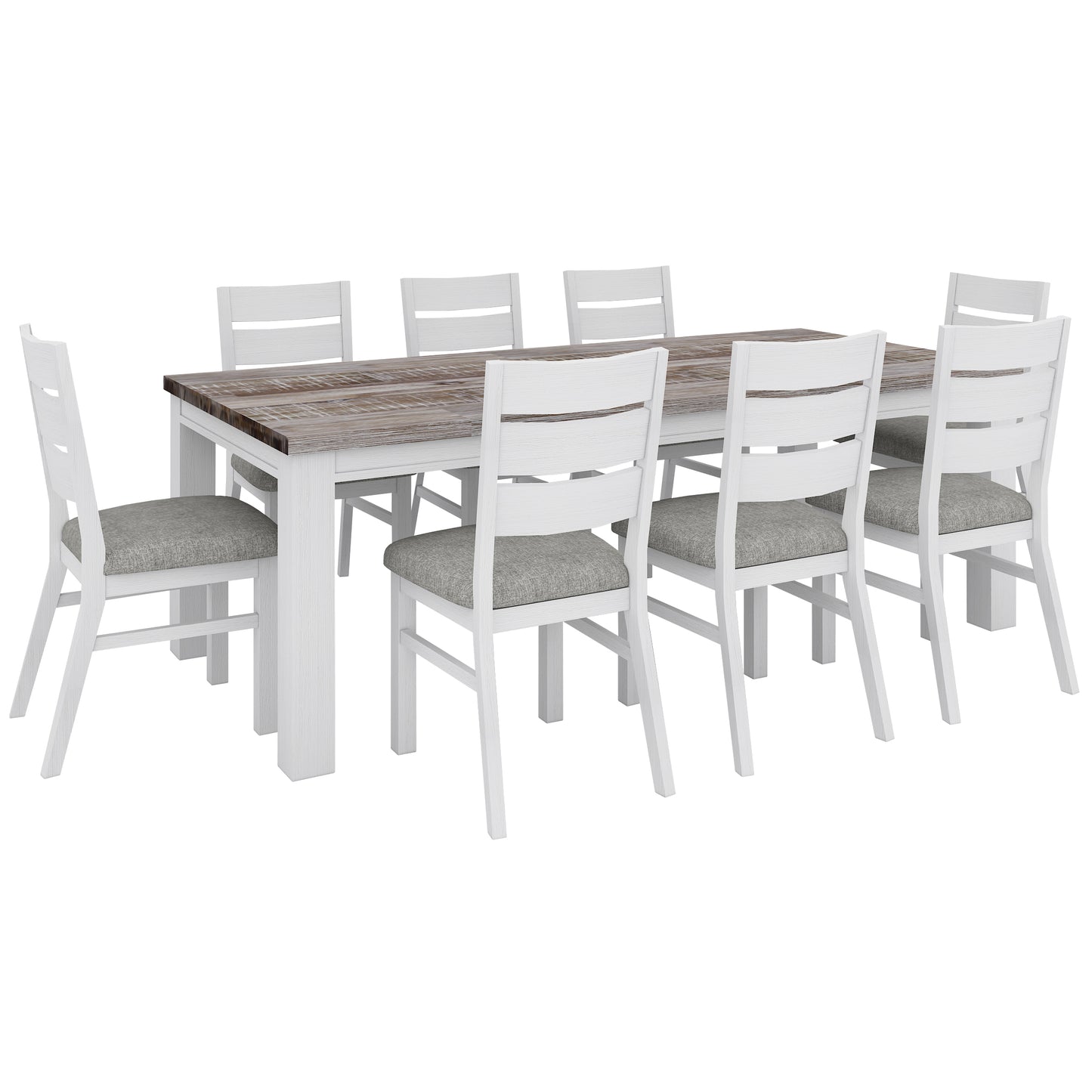 Dining Table 225cm Solid Acacia Wood Home Dinner Furniture -White Brush