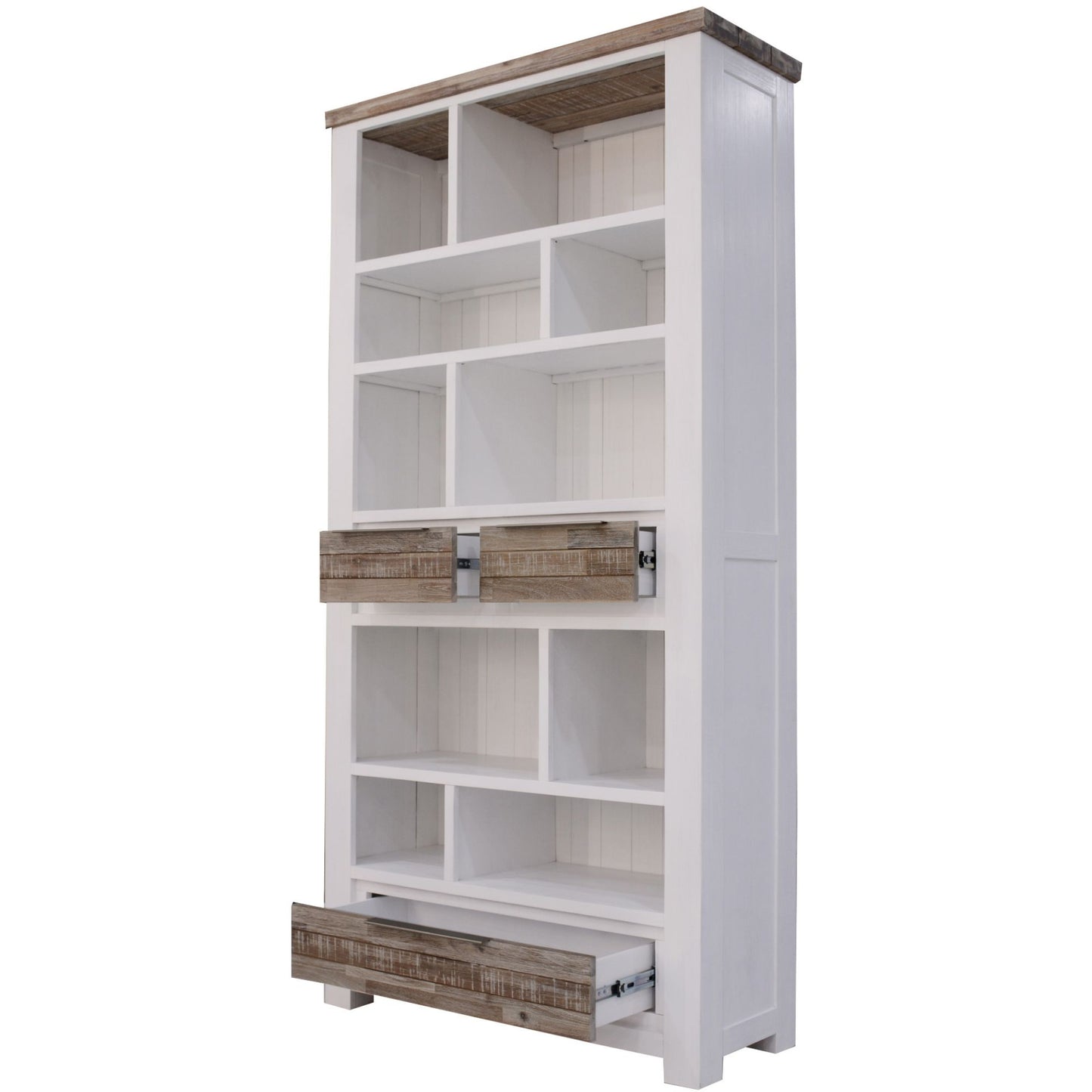 Bookshelf 200cm Bookcase Display Unit Solid Acacia Timber Wood