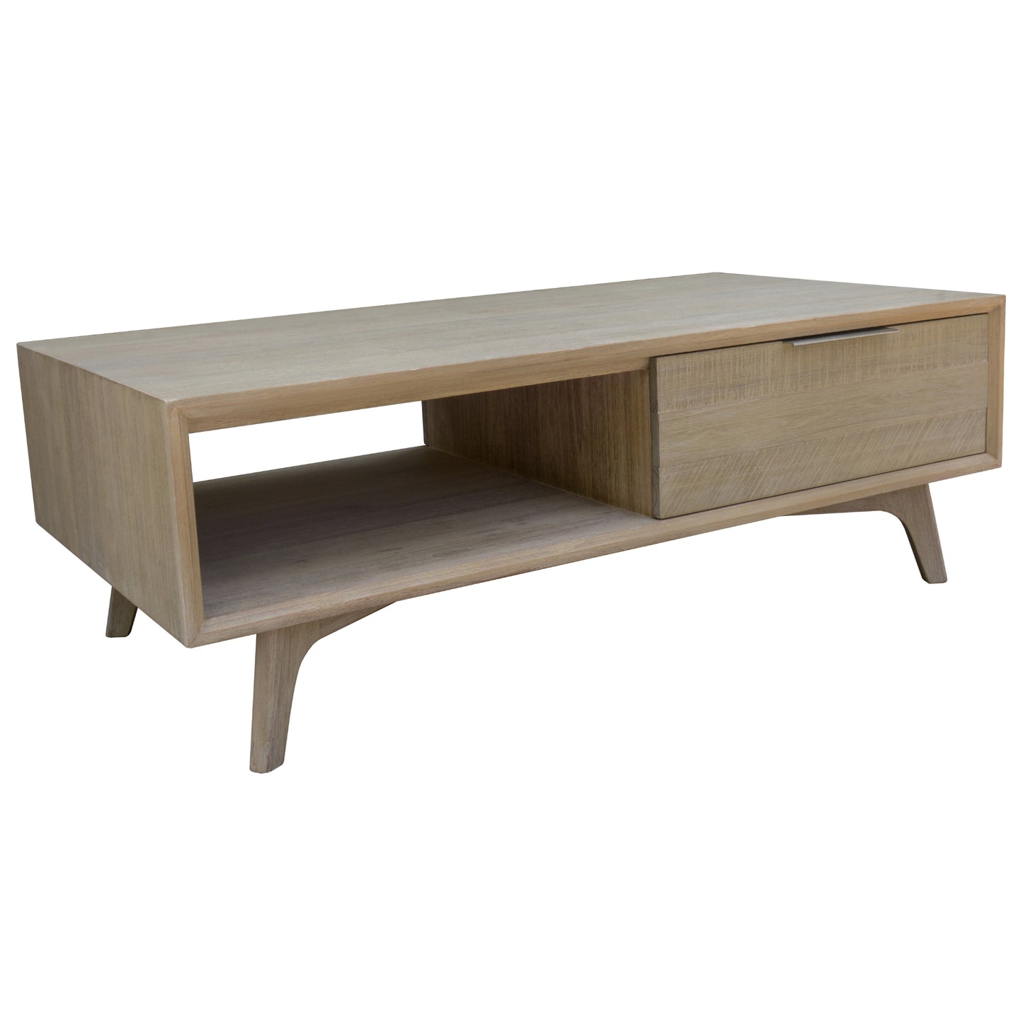 Tyler 130cm Coffee Table 2 Drawer Solid Acacia Timber - Brushed Smoke