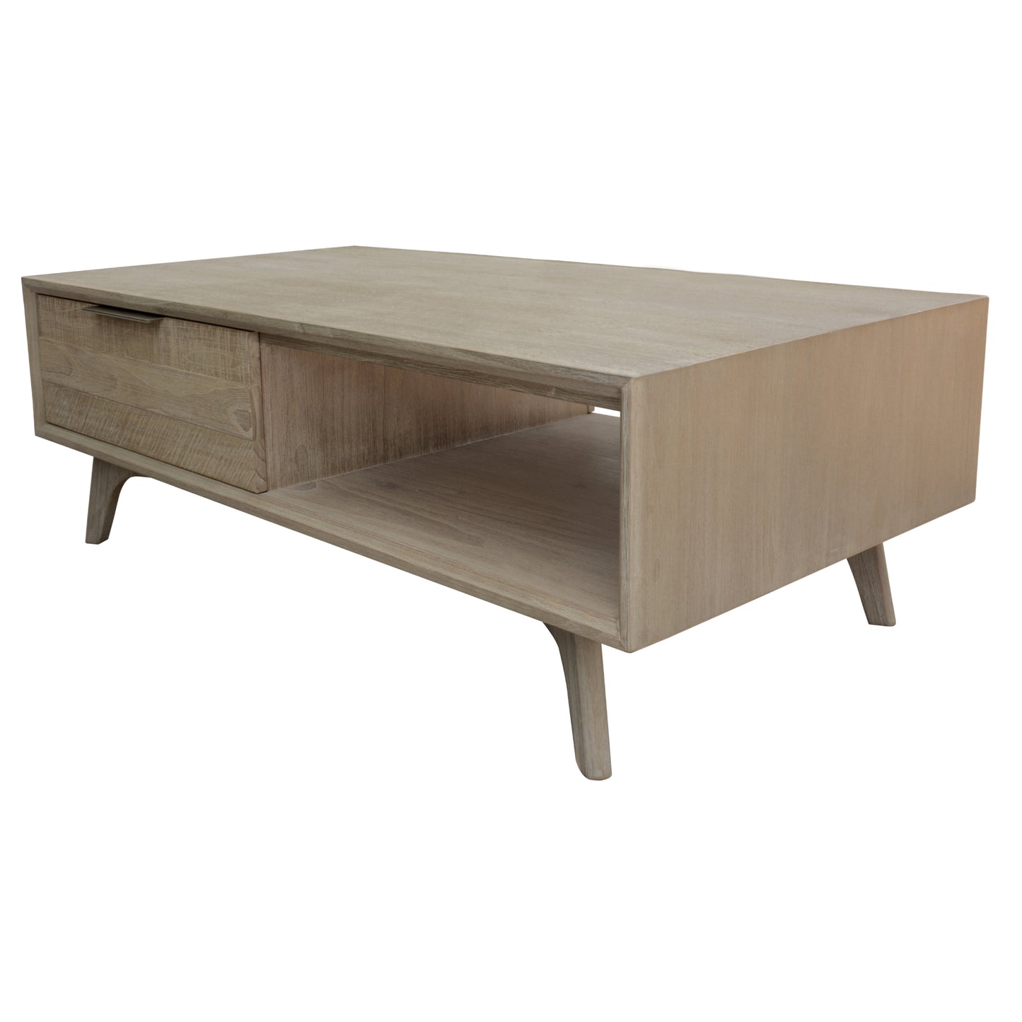 Tyler 130cm Coffee Table 2 Drawer Solid Acacia Timber - Brushed Smoke