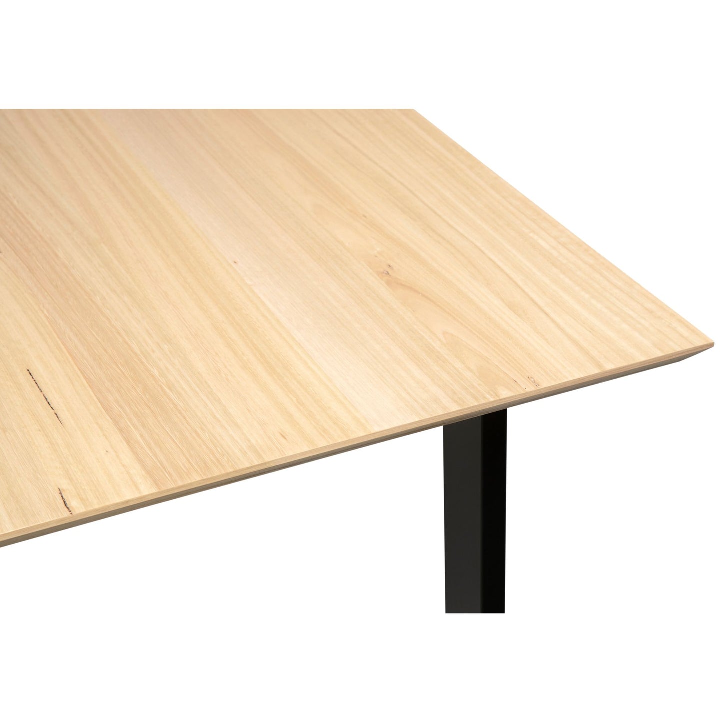 Dining Table 210cm Solid Messmate Timber Wood Black Metal Leg - Natural