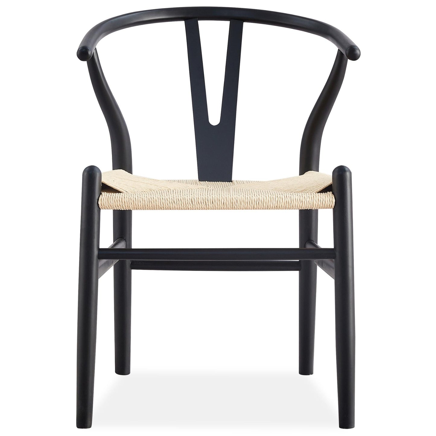 Set of 2 Wishbone Dining Chair Beech Timber Replica Hans Wenger - Black