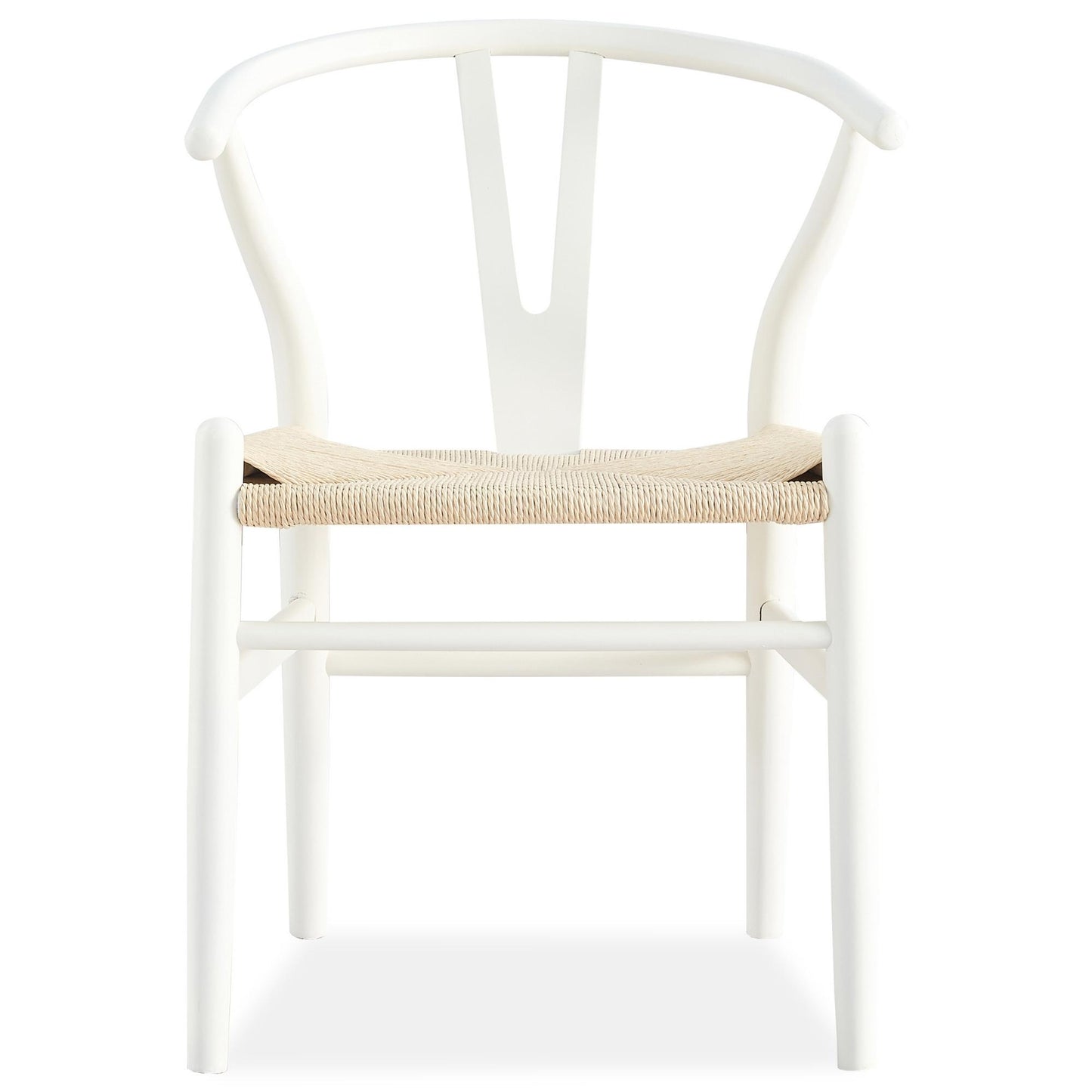 Set of 2 Wishbone Dining Chair Beech Timber Replica Hans Wenger - White