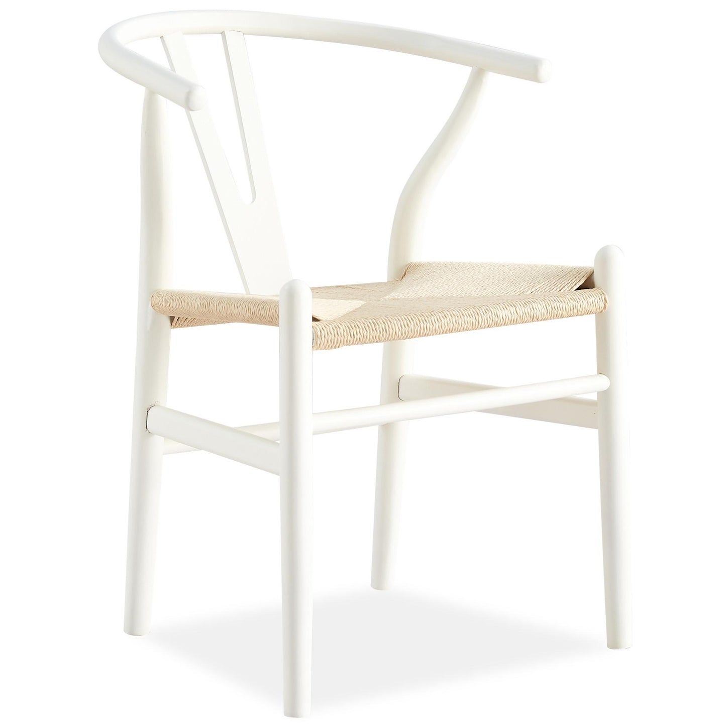 Set of 8 Wishbone Dining Chair Beech Timber Replica Hans Wenger - White