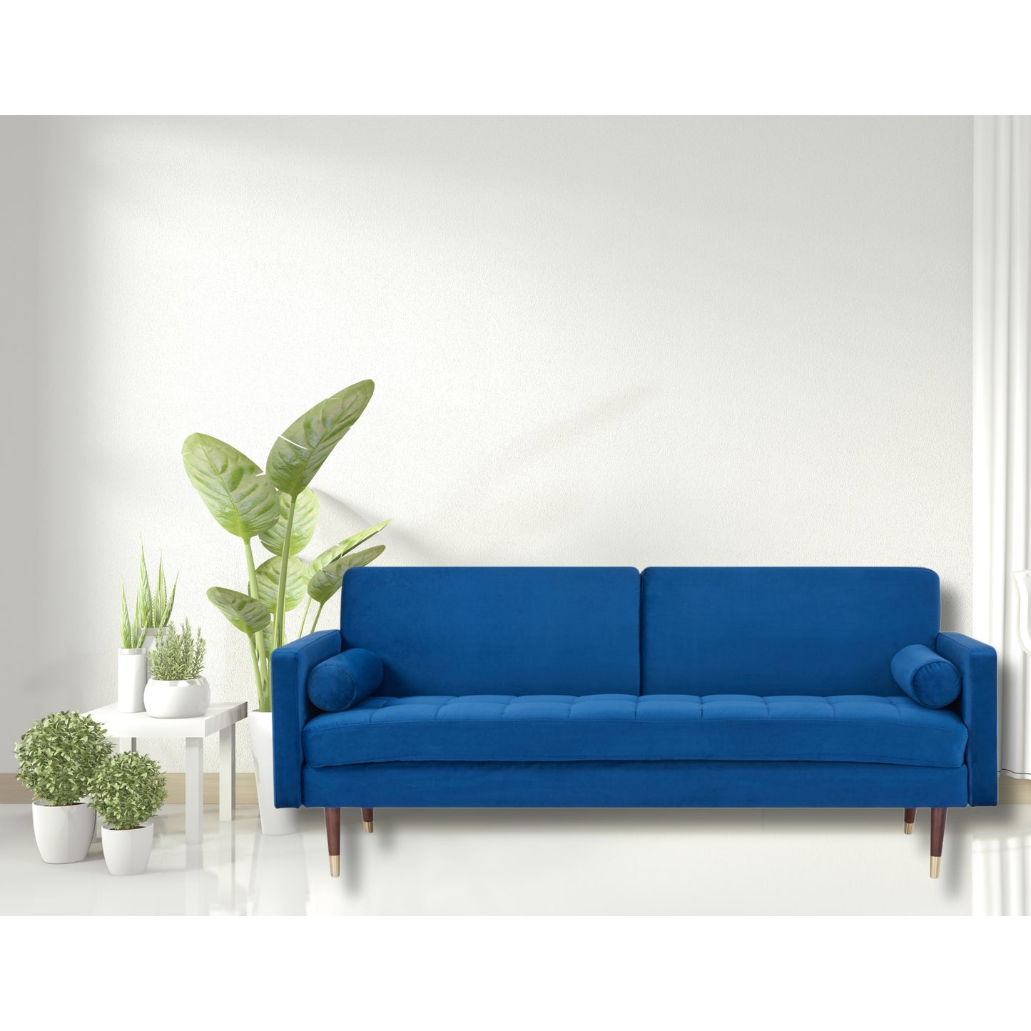 Livia 3 Seater Sofa Bed Fabric Uplholstered Lounge Couch - Dark Blue