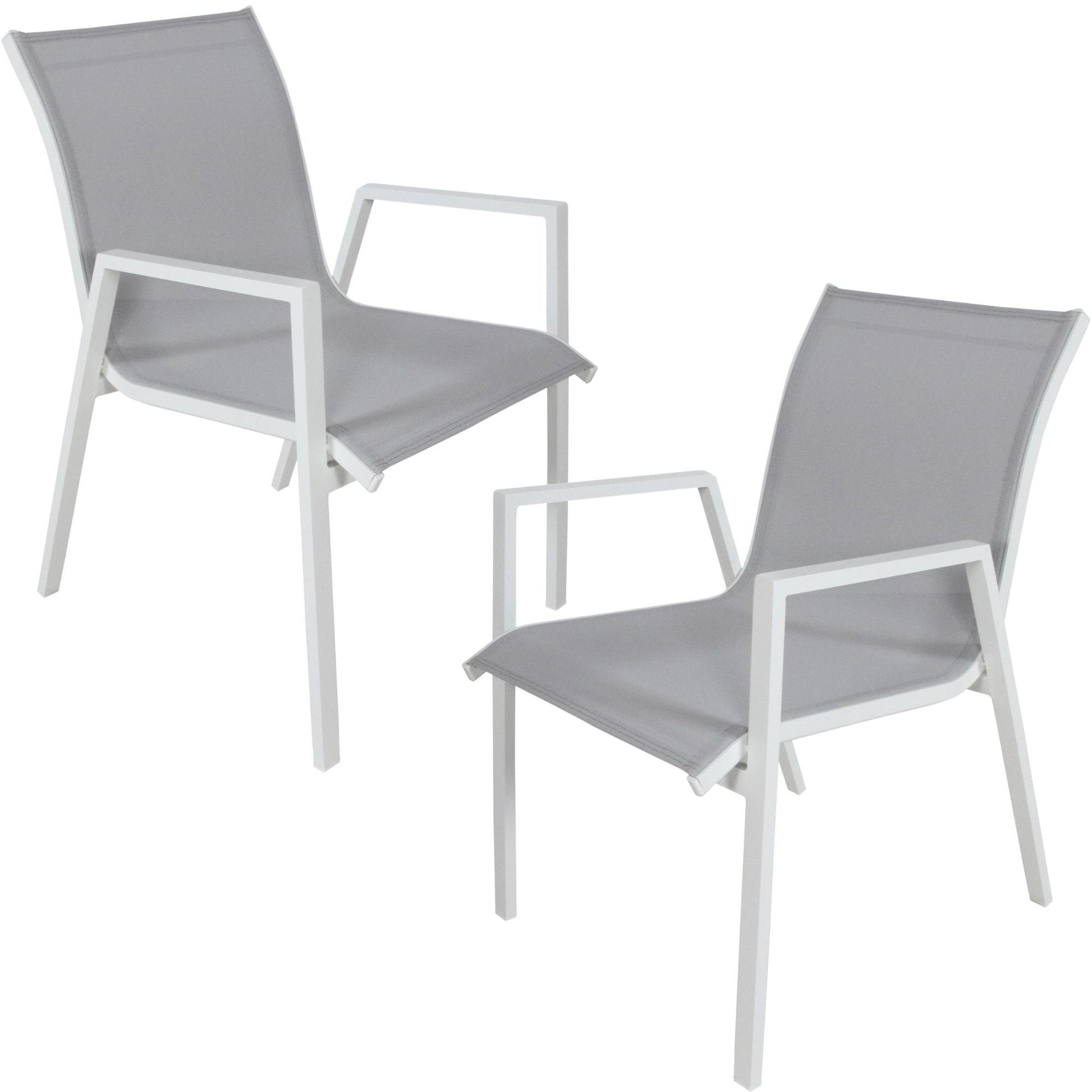 Iberia 2pc Set Aluminium Outdoor Dining Table Chair White