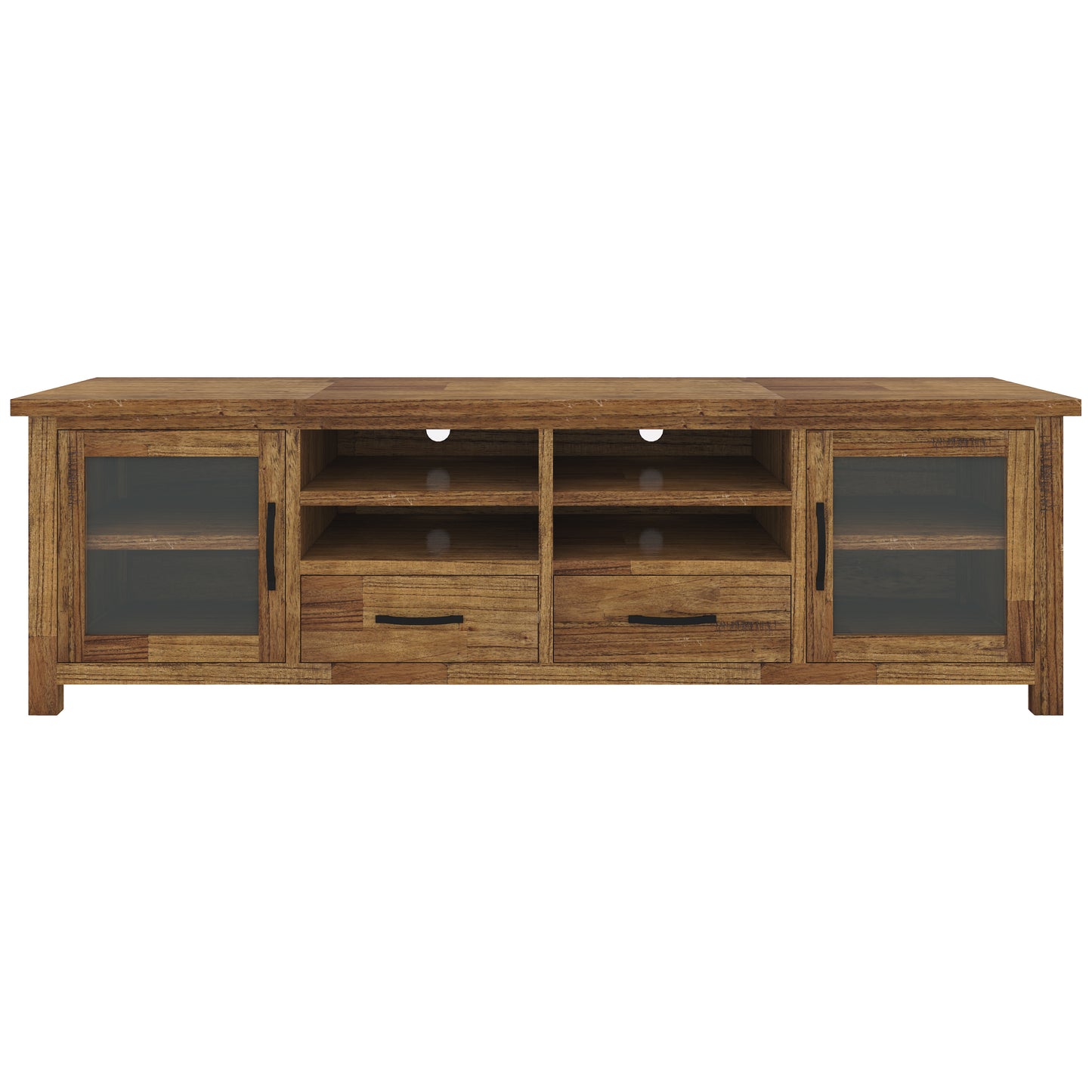 Entertainment TV Unit 223cm 2 Door 2 Drawer Mt Ash Wood - Brown