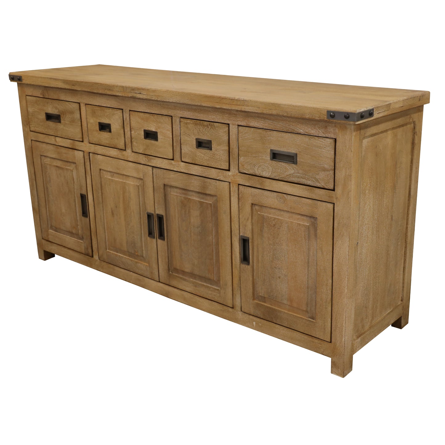 Buffet Table 180cm 4 Door 5 Drawer Solid Mango Timber Wood - Honey Wash