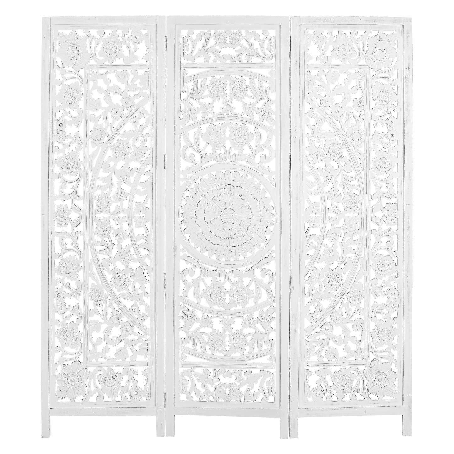 Jans 3 Panel Room Divider Screen Privacy Shoji Timber Wood Stand - White