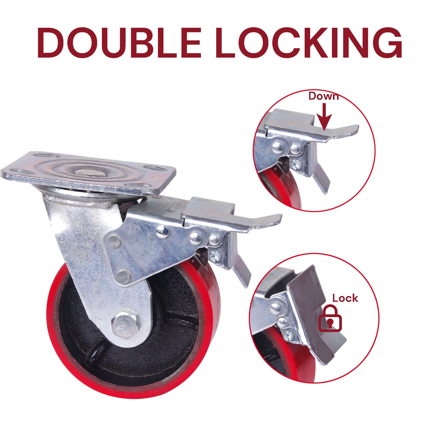 6 inch Industrial 600KG CWheels Swivel with Brake Locking Casters Castor Wheels Cart Furniture Workbench