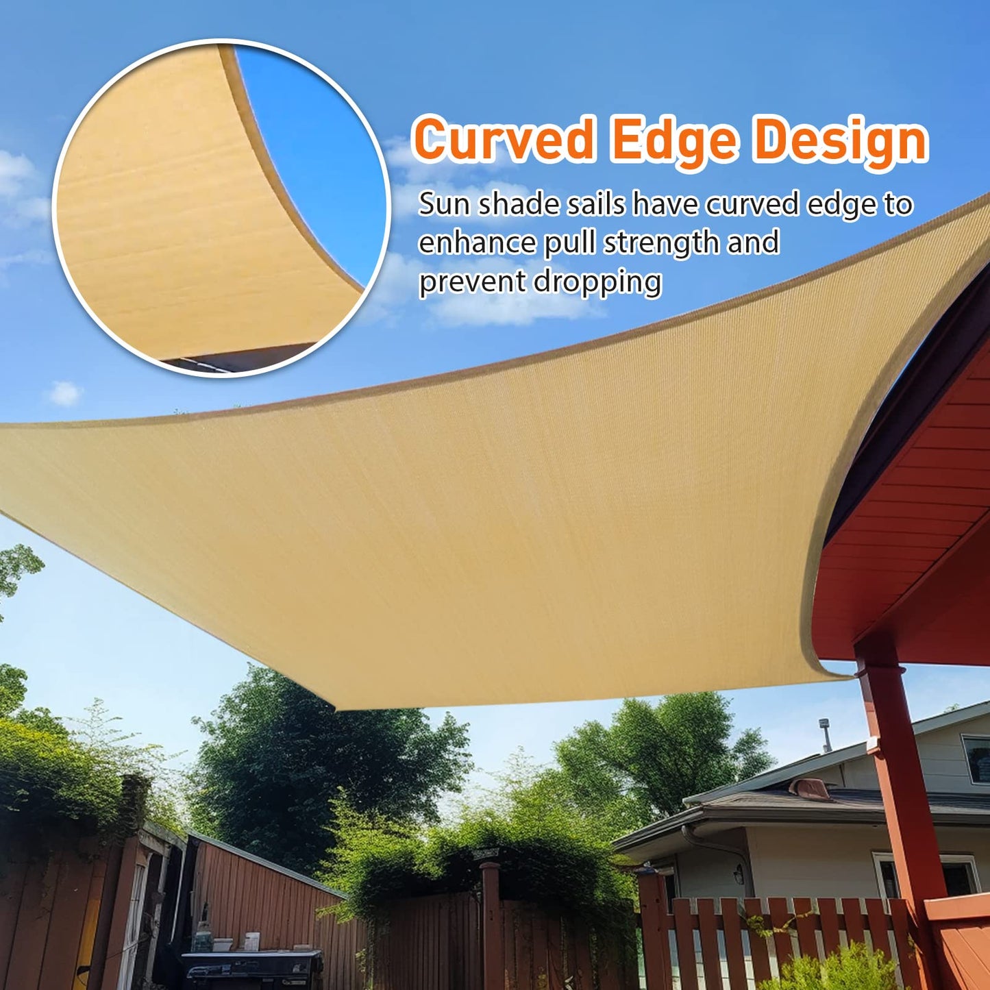 Sun Shade Sail Rectangle 3m x 5m for Patios Outdoor Canopy UV Backyard