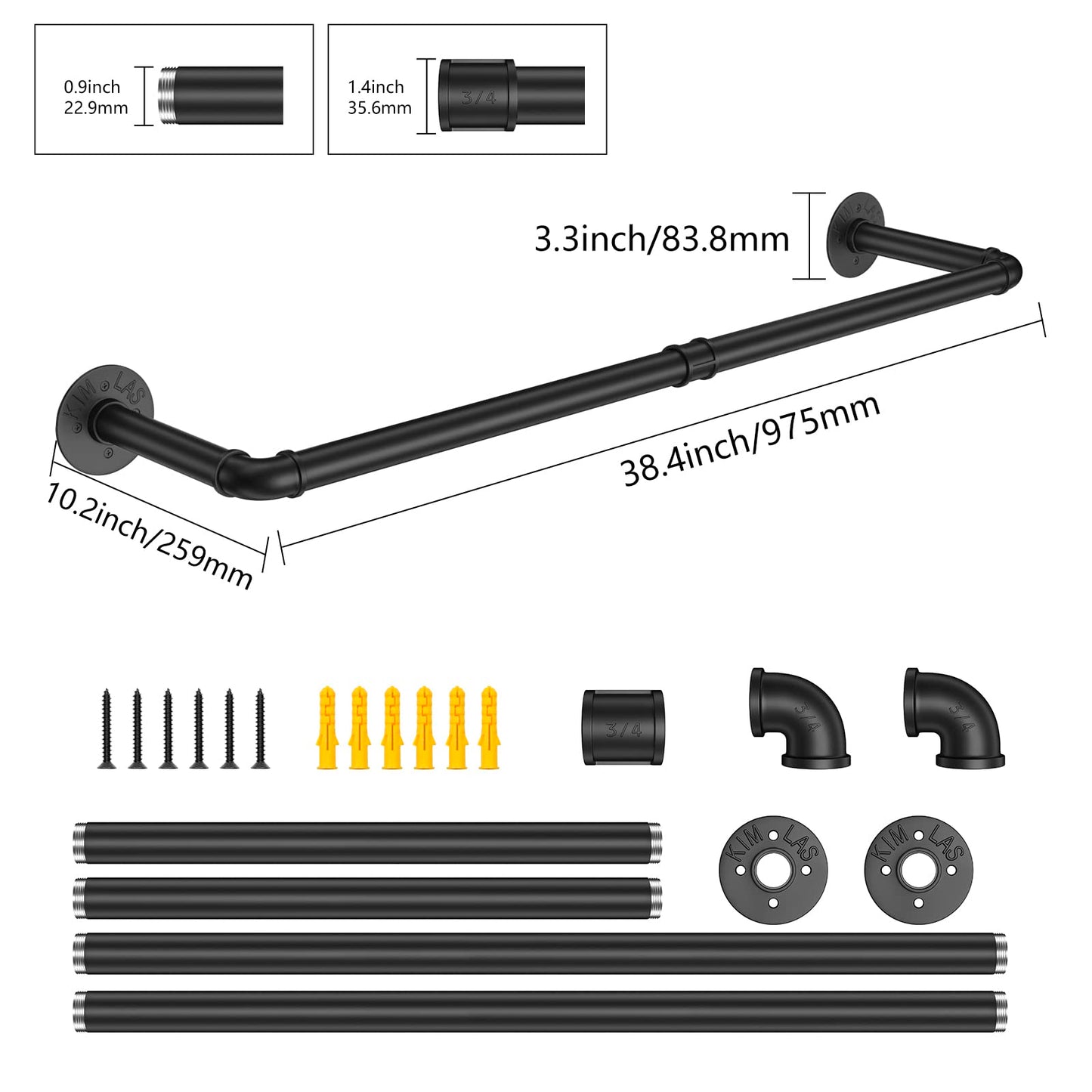 97cm Clothing Racks for Hanging Clothes Garment Rack Industrial Pipe clothes Rack Drying Rack