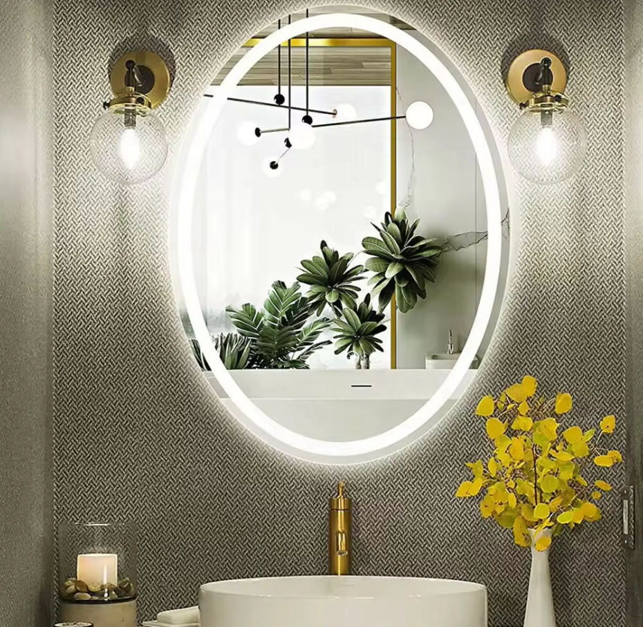 LED Oval Frameless Salon / Bathroom Wall Mirror - 50 x 70cm