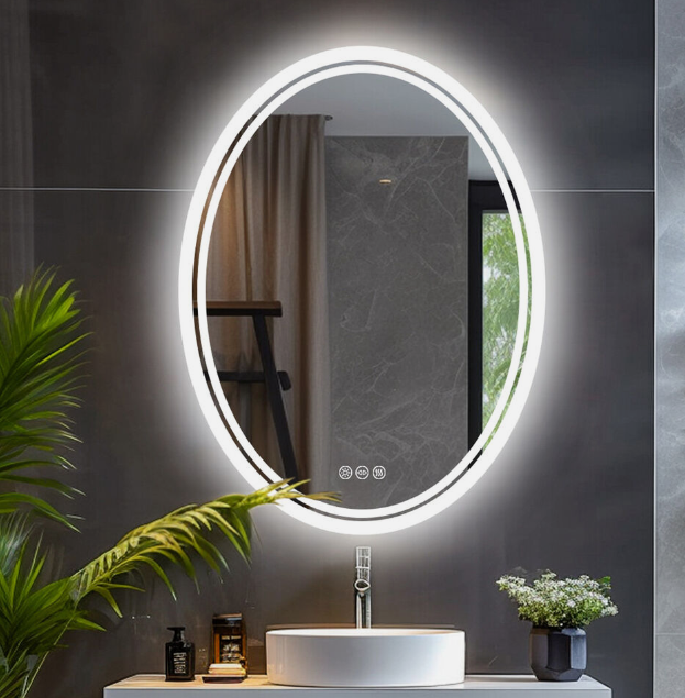 LED Oval Frameless Salon / Bathroom Wall Mirror - 60 x 80cm