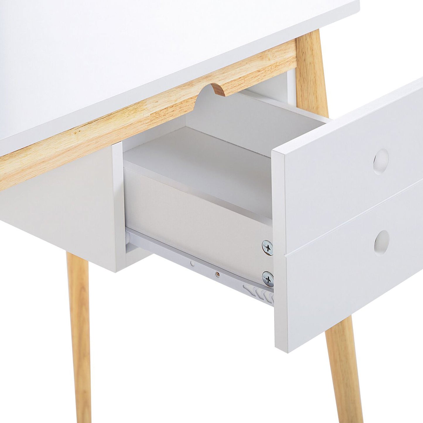 Oslo Desk with Drawer in White & Natural