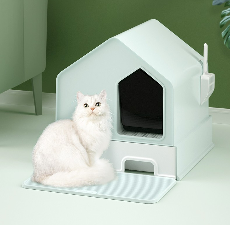 Petwiz Enclosed Cat Litter Box House ‚Äì Green