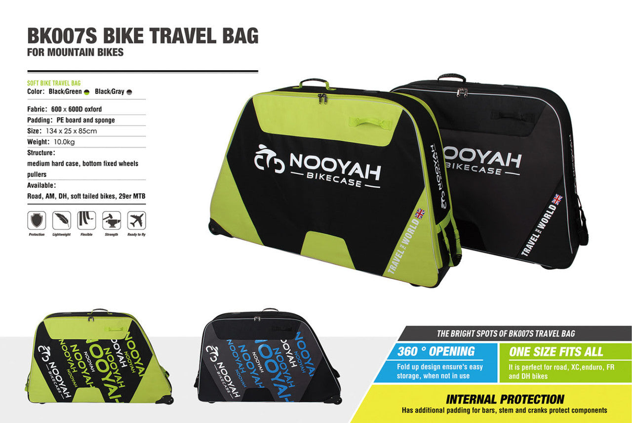 NOOYAH Bike BLUE Travel Case Bike Bag Shell EVA Tough material MTB Mountain Bike Road Bike TT 700c Gravel Bike Ebike 29er etc - BK007S