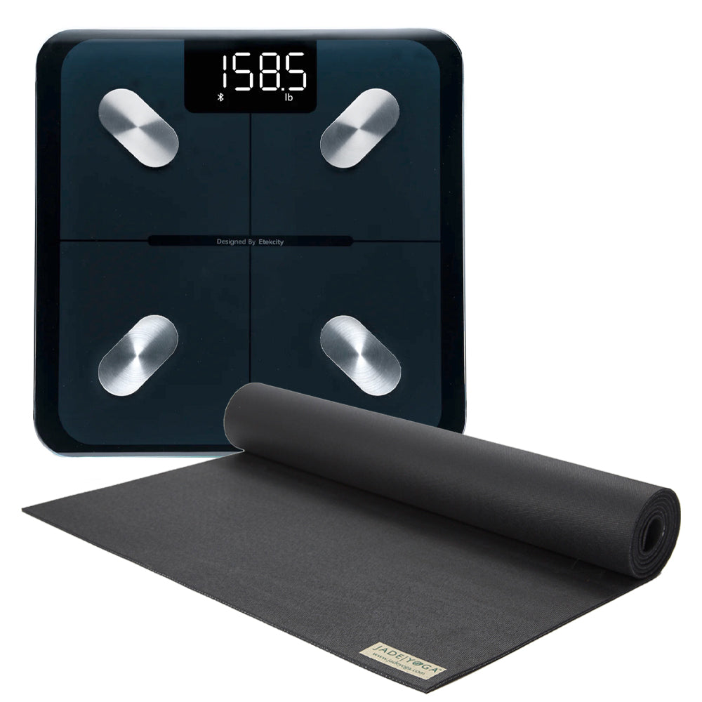 Jade Yoga Voyager Mat Black & Etekcity Scale for Body Weight and Fat Percentage Black Bundle