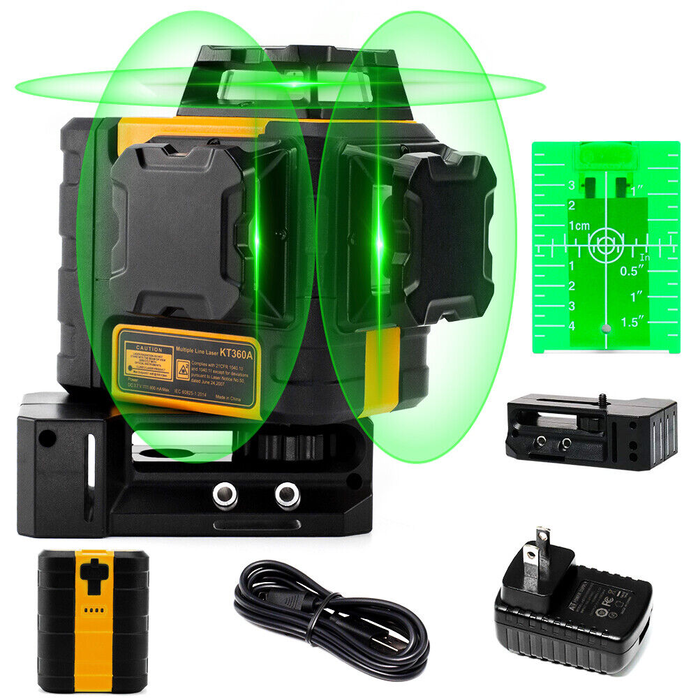 KAIWEETS KT360A Green Laser Level 3 X 360¬∞ Rotary Self Leveling with 1 Rechargeable Battery